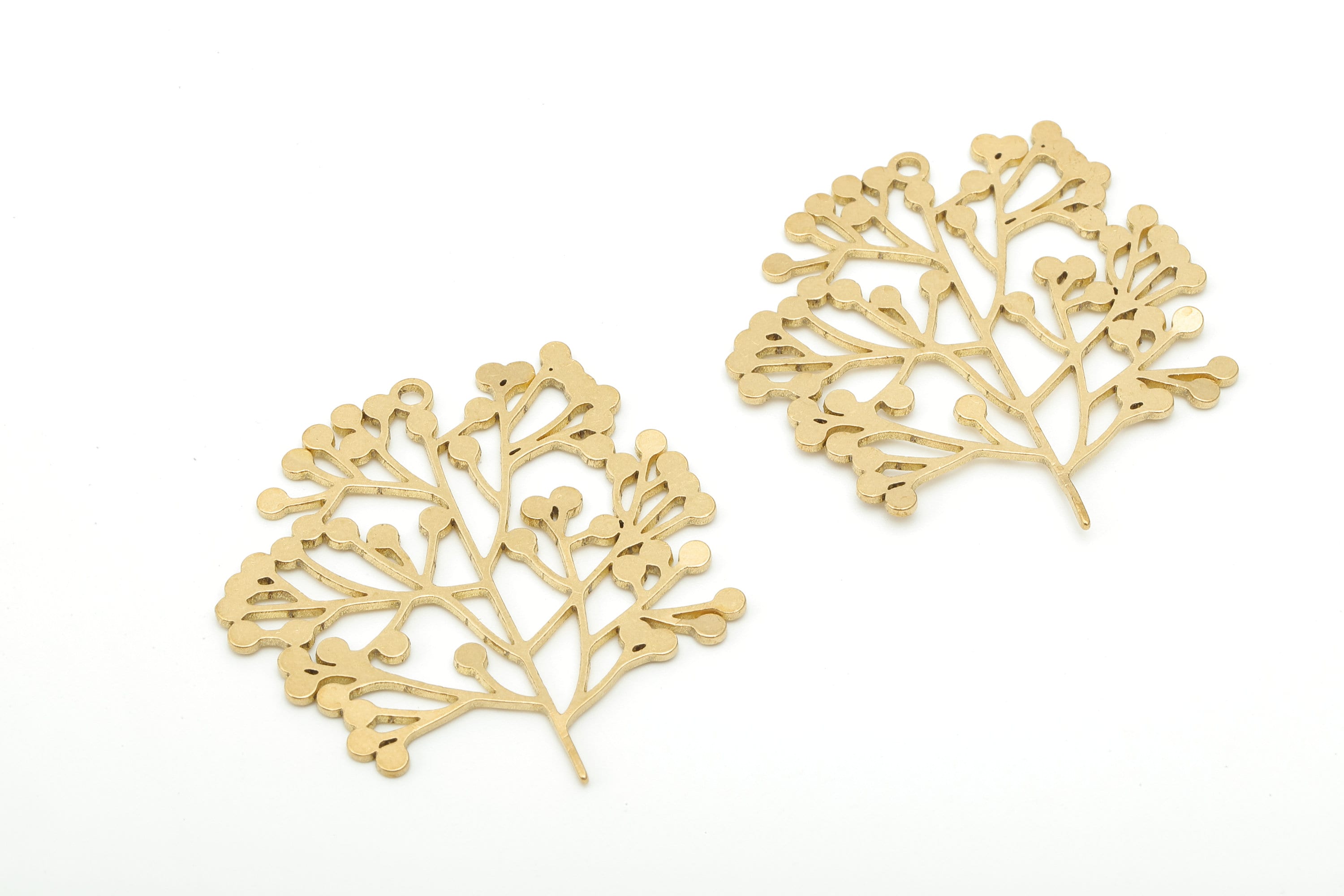 Brass Life Tree Earring Charm - Raw Brass Tree Cutout Earring - Pendant With Loop - Botanical Charm For Necklace - 35.7x34.1x0.7mm - PPA6530 - DOMEDBAZAAR