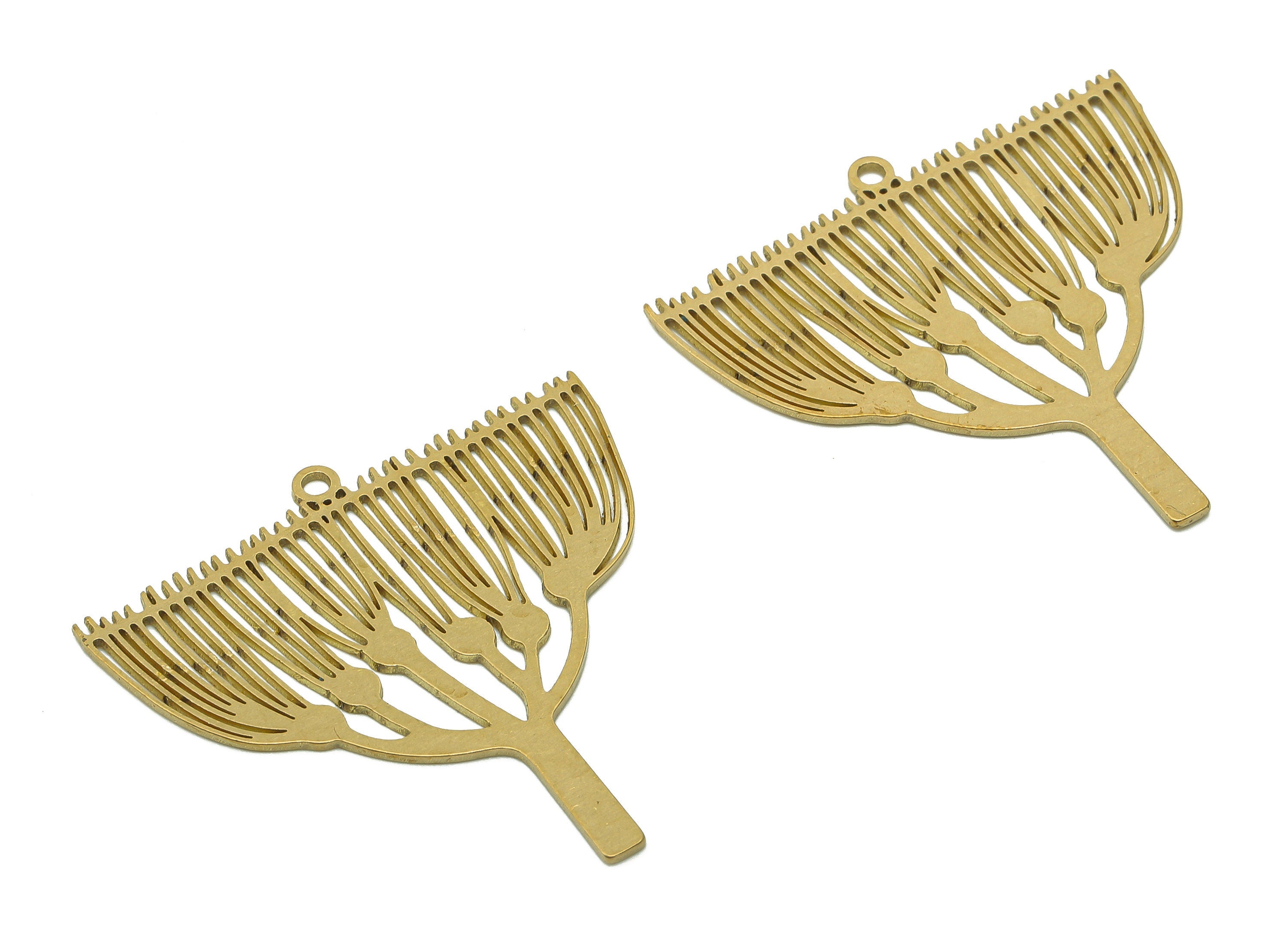Brass Tree Earring Charm - Raw Brass Flower Cutout Earring - Pendant With Loop - Botanical Charm For Necklace - 33.5x33.7x0.6mm - PPA6540 - DOMEDBAZAAR