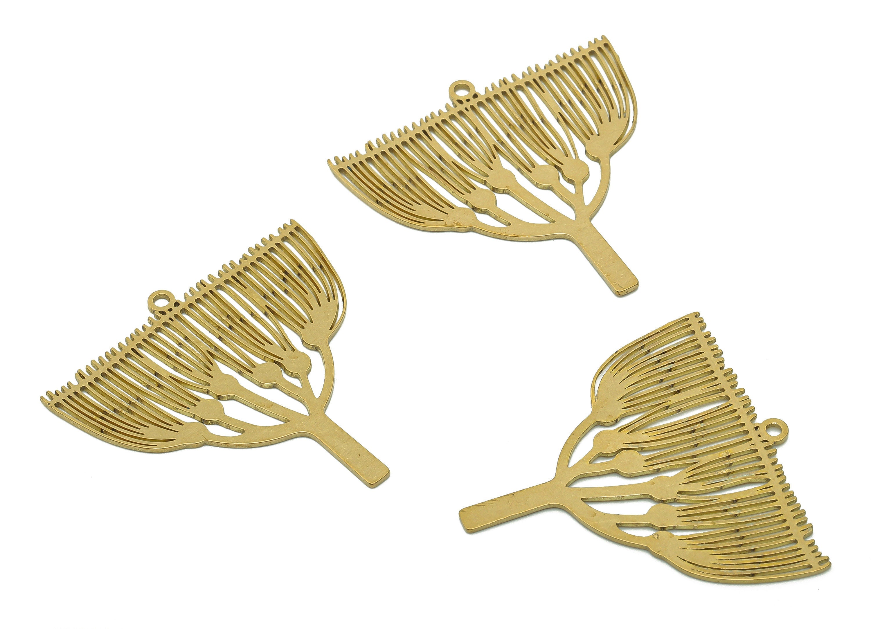 Brass Tree Earring Charm - Raw Brass Flower Cutout Earring - Pendant With Loop - Botanical Charm For Necklace - 33.5x33.7x0.6mm - PPA6540 - DOMEDBAZAAR