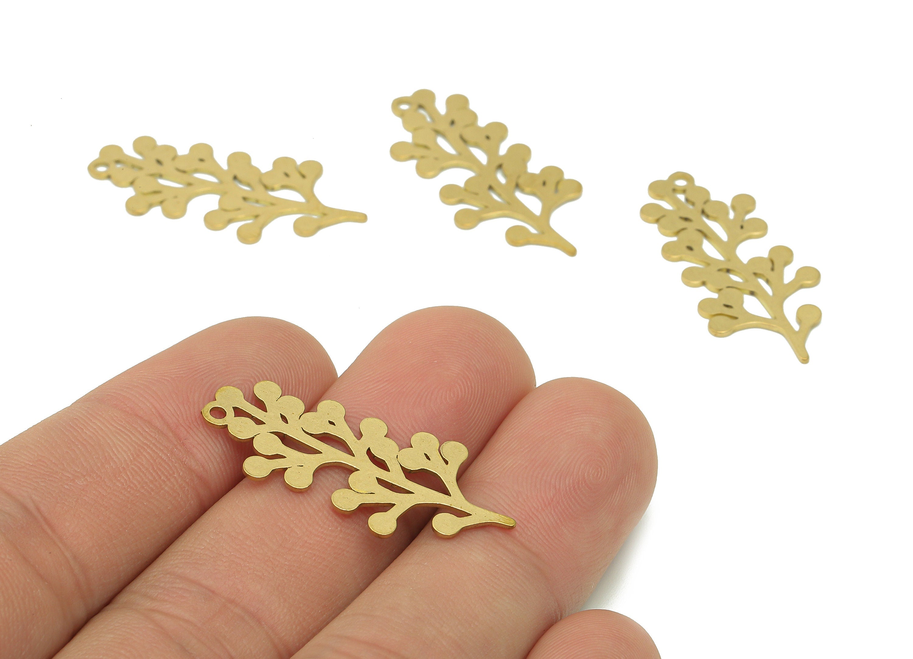 Brass Tree Earring Charm - Raw Brass Tree Cutout Earring - Pendant With Loop - Botanical Charm For Necklace - 31.9x14.2x0.7mm - PPA6599 - DOMEDBAZAAR