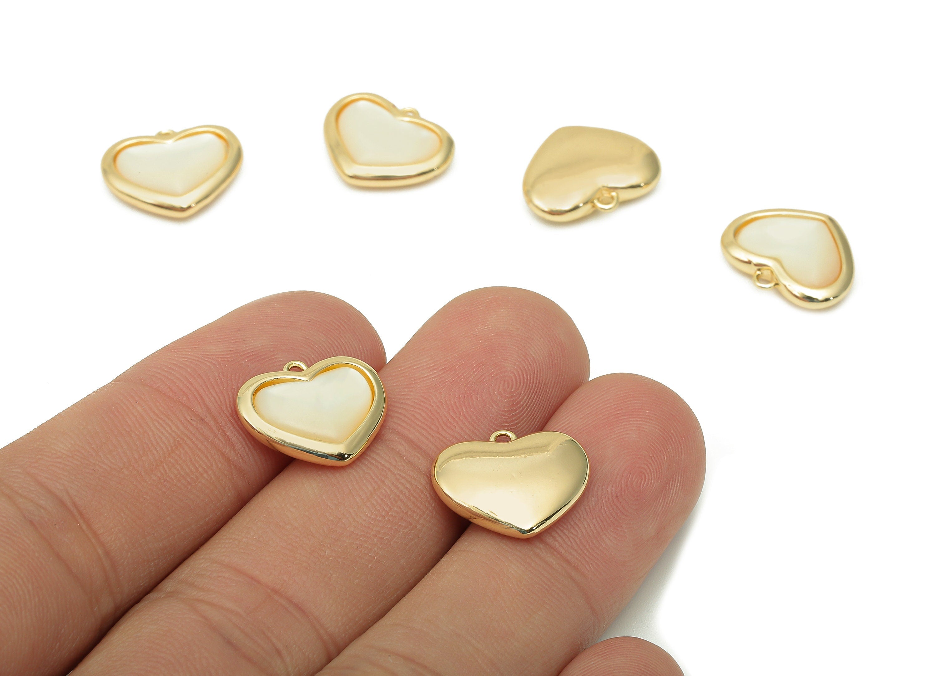 Brass Shell Heart Earring Charm - Gold Shell Heart Earring - Heart Pendant With Loop - 18K Real Gold Plating - 15.1x12.6x4.3mm - RGP5666 - DOMEDBAZAAR