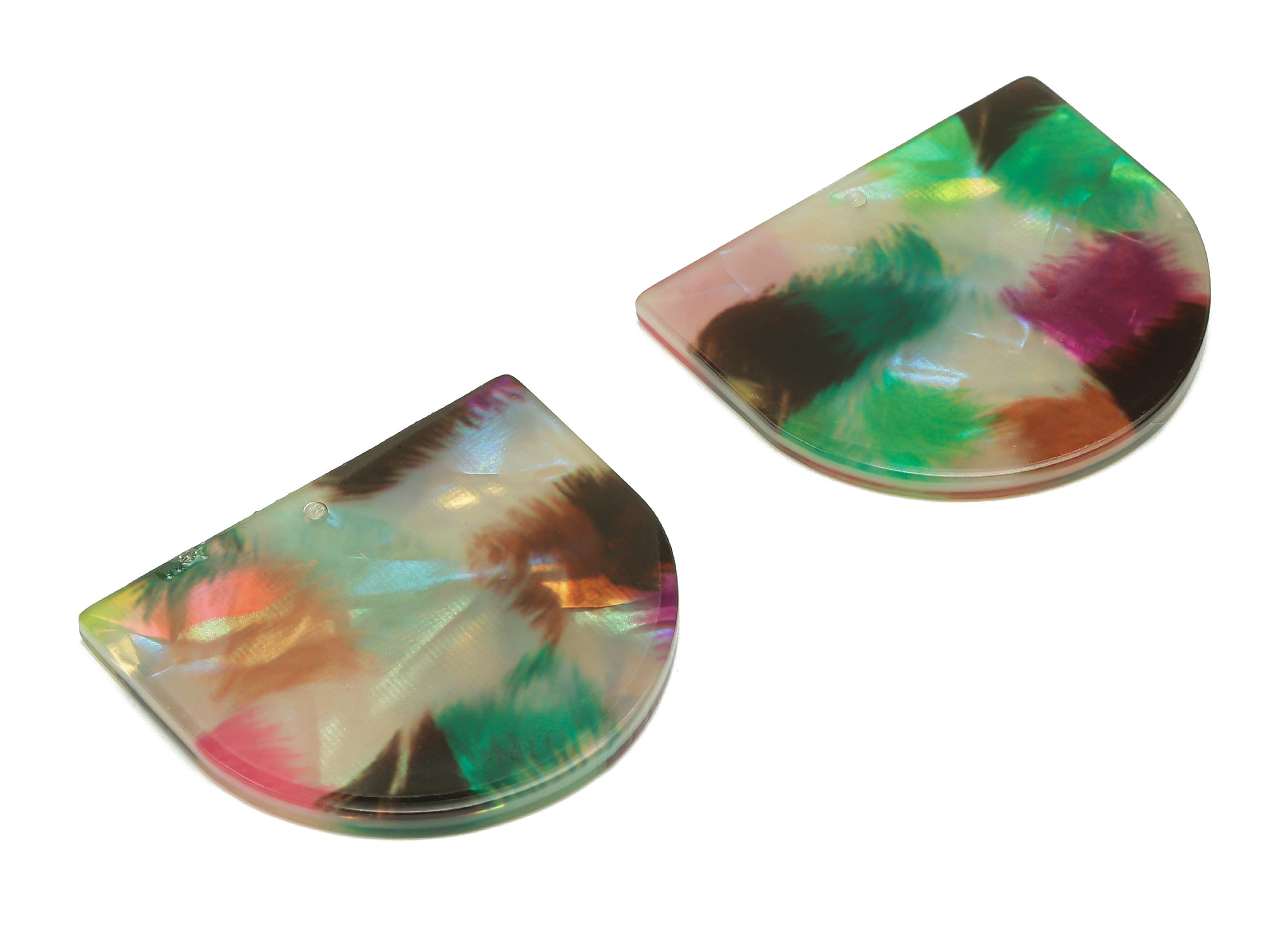 PVC Domed Grass Earring Charm - Domed Rainbow Pendant With Hole - Earring Findings - Color Code: A867 - 28.9x33.2x2.4mm - AC2540-A867 - DOMEDBAZAAR