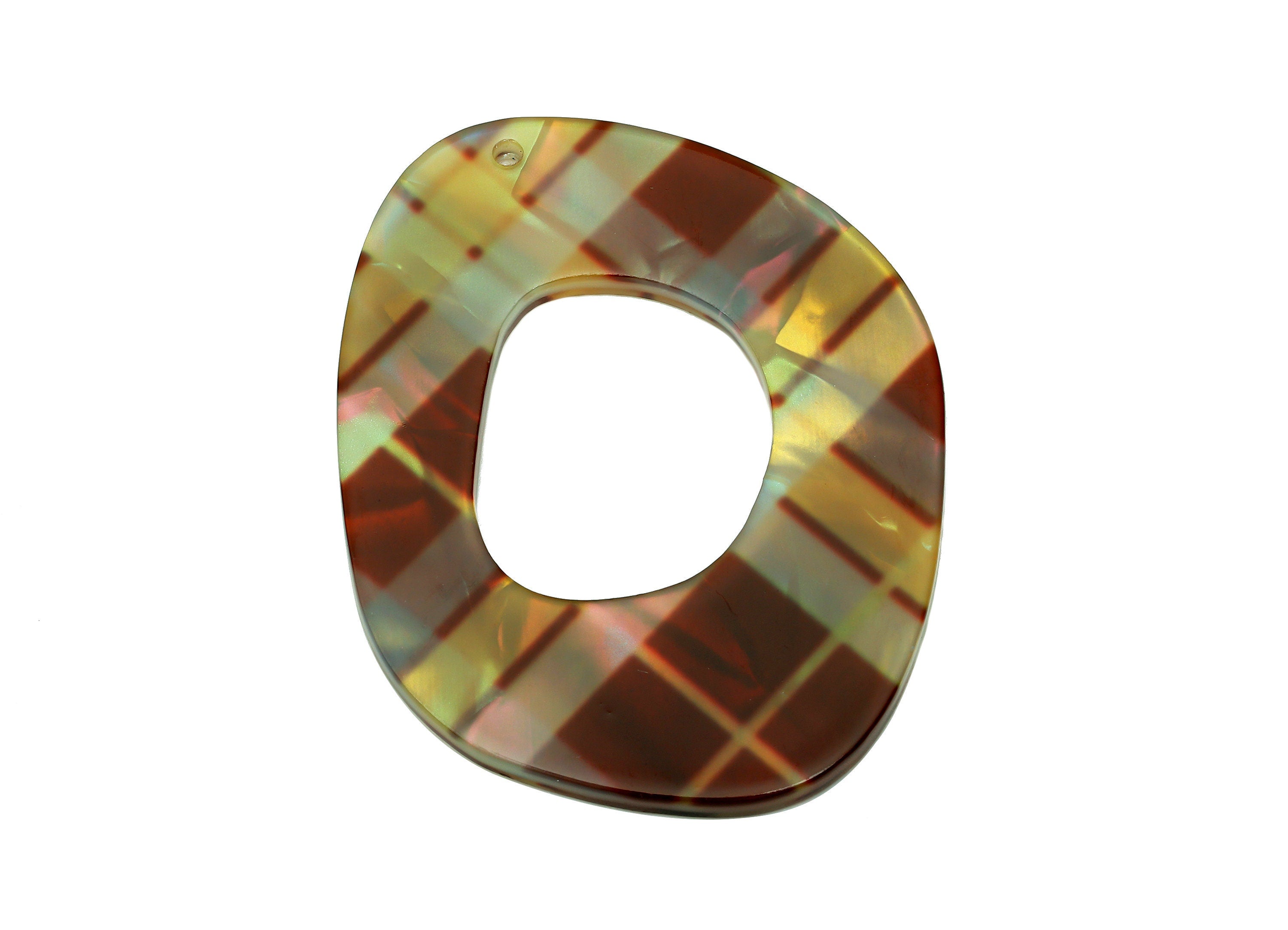 PVC Oval Square Circle Earring Charm - Hollow Circle Pendant With Hole - Earring Findings - Color Code: A870 - 48.5x37x2.5mm - AC2543-A870 - DOMEDBAZAAR