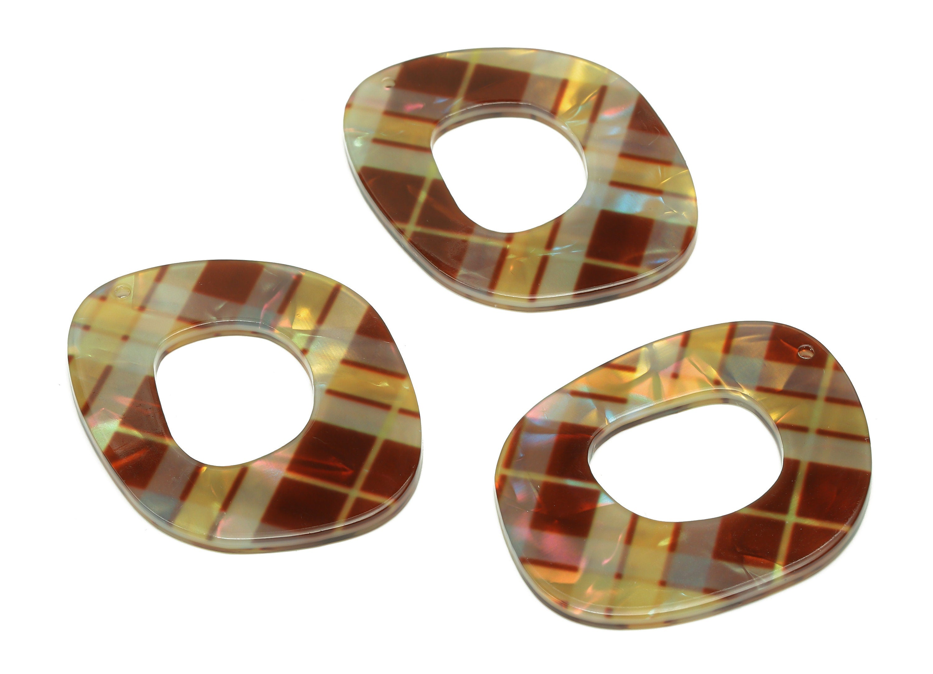 PVC Oval Square Circle Earring Charm - Hollow Circle Pendant With Hole - Earring Findings - Color Code: A870 - 48.5x37x2.5mm - AC2543-A870 - DOMEDBAZAAR