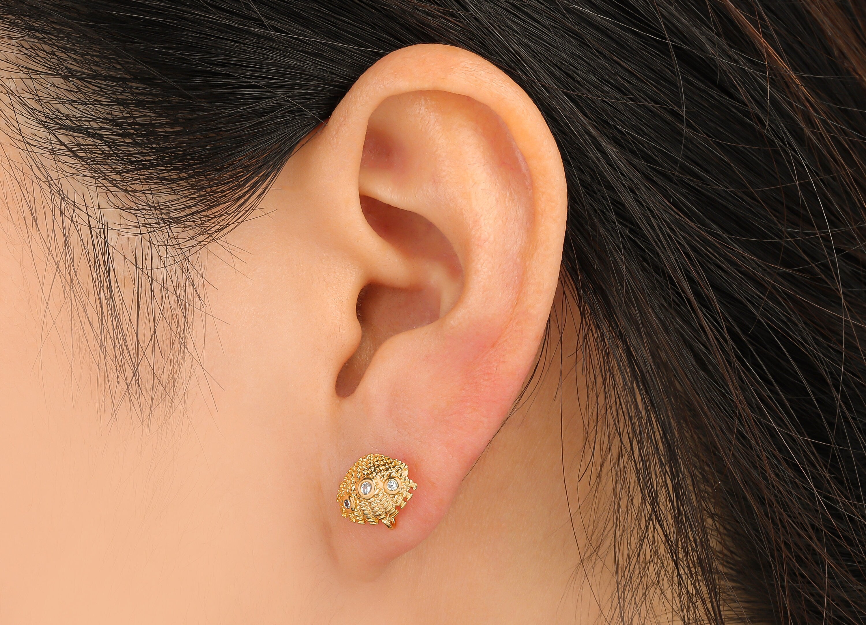 Brass Mussel Shell Stud - Zircon Earring Post - 18K Real Gold Plated Brass Stud - Jewelry Supplies - 11.42x8.93x1.67mm - RGP1111 - DOMEDBAZAAR