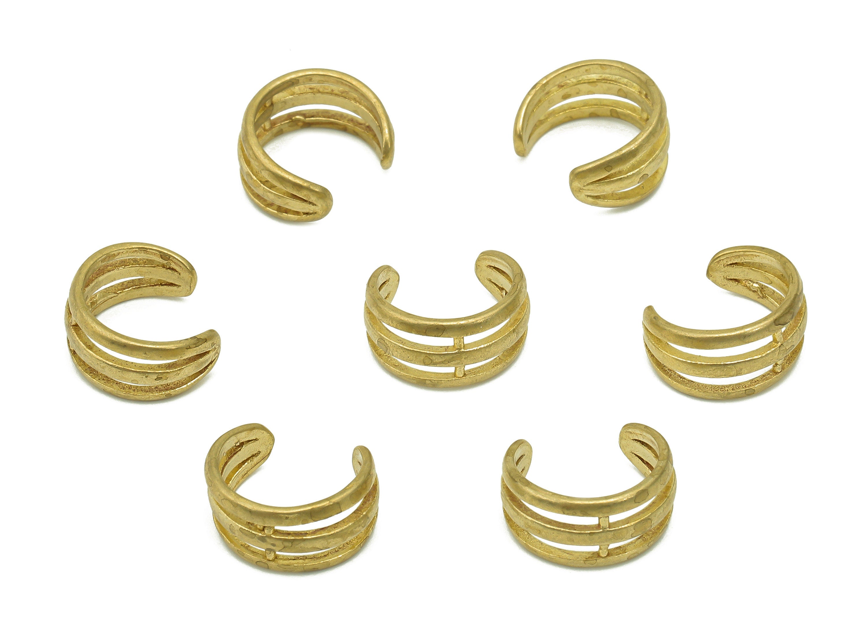 Brass Open Round C Ring - Raw Brass Circle Earring Cuff - Hoop Hollow Ear Clip - Wide Cuff Ear - Wide Ear Cuff - 11.59x10.22x1.15mm - PP8089 - DOMEDBAZAAR