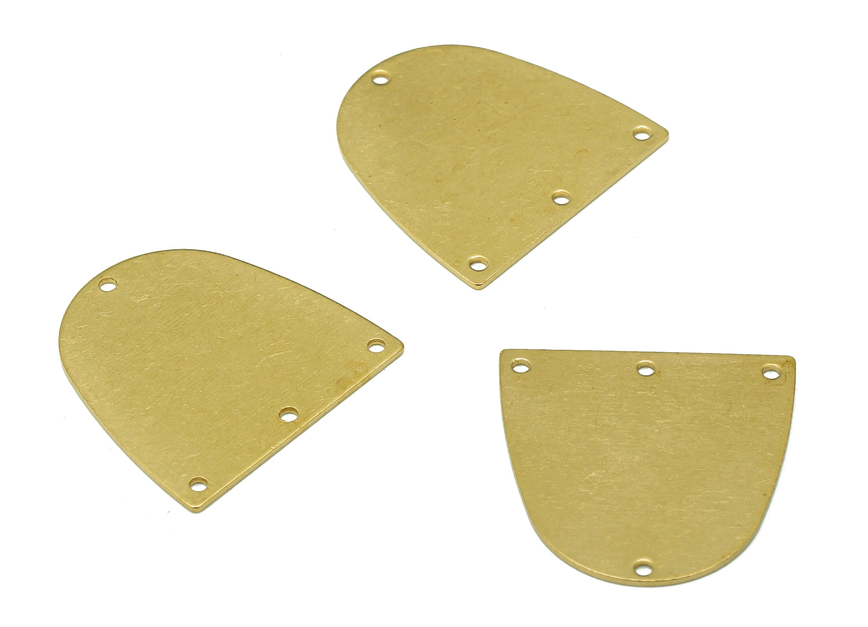 Brass Domed Earring Connector - Raw Brass Pendant With 4 Holes - Stamping Blank - Domed Earring Charms - 20x20x0.6mm - PP8145 - DOMEDBAZAAR