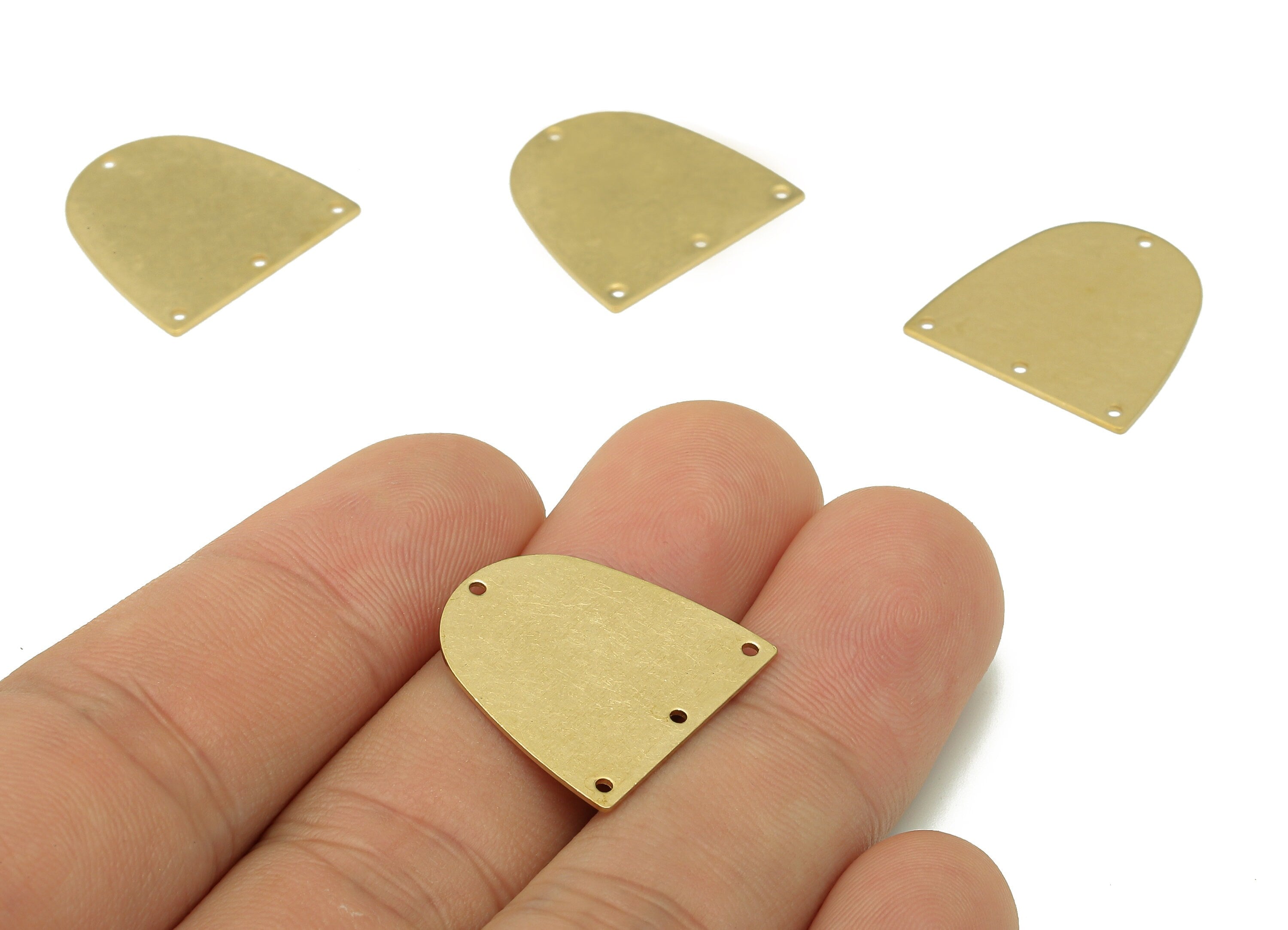Brass Domed Earring Connector - Raw Brass Pendant With 4 Holes - Stamping Blank - Domed Earring Charms - 20x20x0.6mm - PP8145 - DOMEDBAZAAR