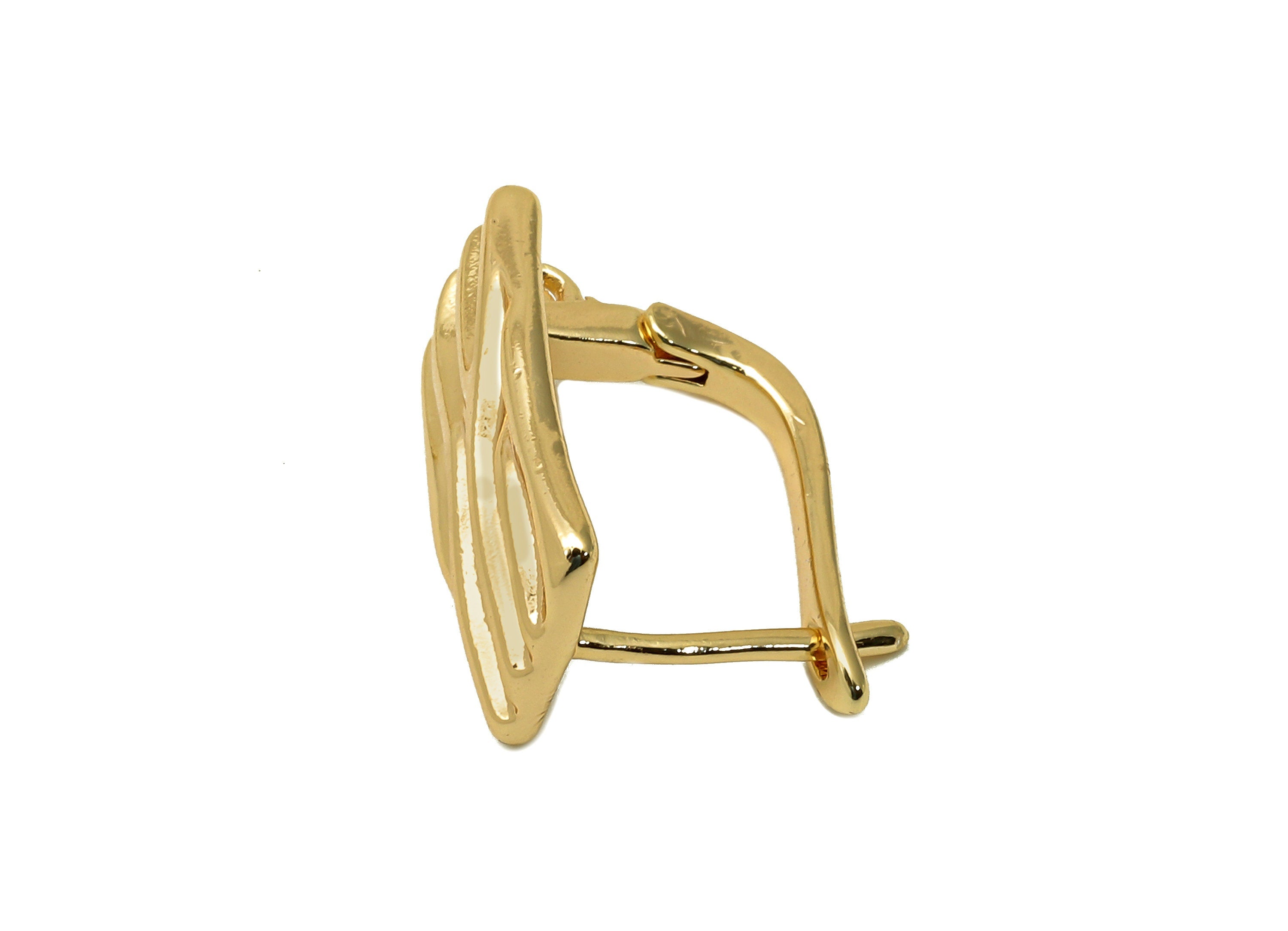 Brass Textured Rectangle Earring Clasp - Gold Wave Leverback Earring - Wavy Clasp Earring - 18K Real Gold Plating - 16.6x13.3x1.8mm -RGP5675 - DOMEDBAZAAR