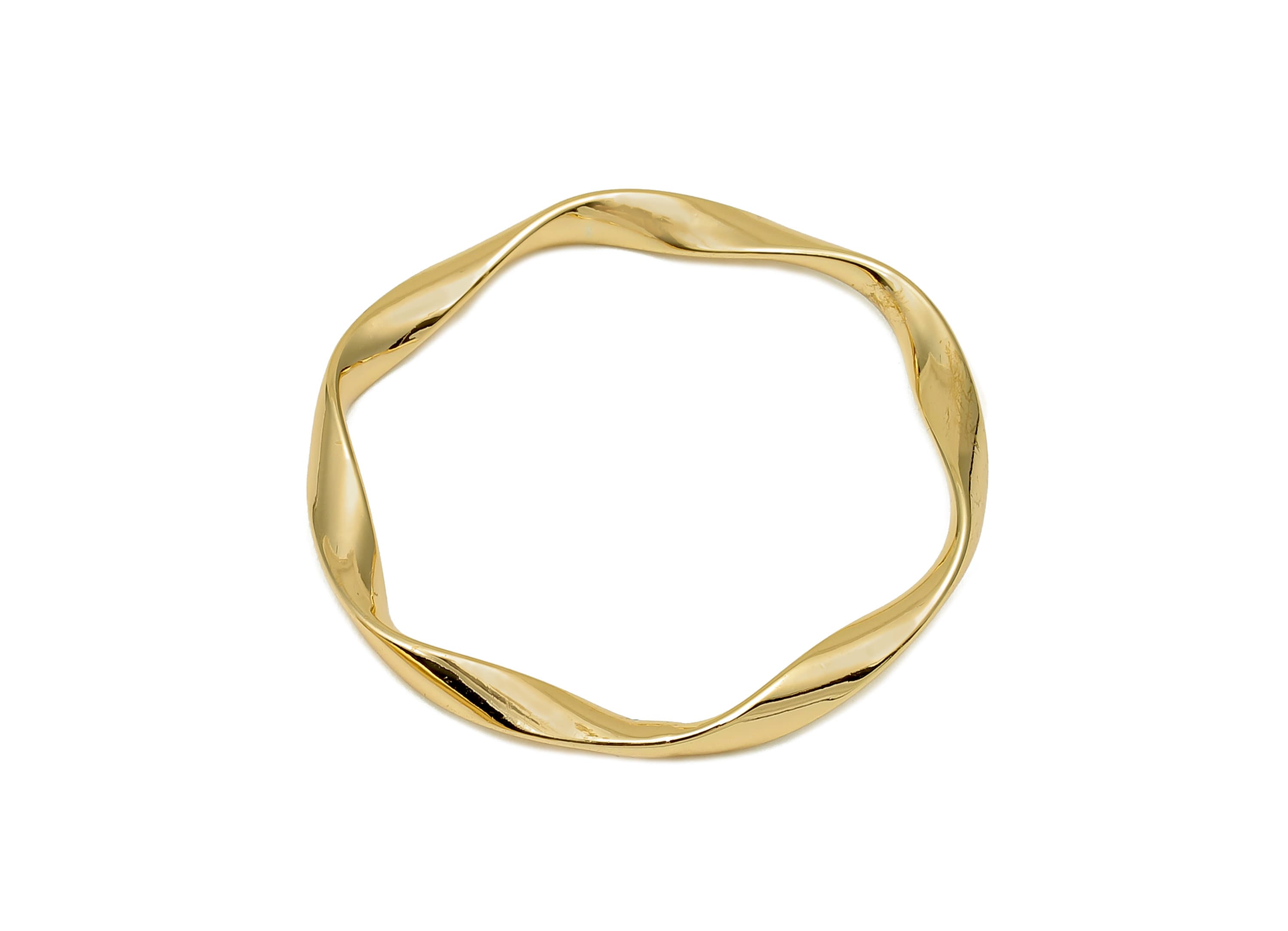 Brass Wavy Circle Hoop Ring - Gold Wave Round Curved Ring - Gold Twisted Flower Hoop - 18K Real Gold Plating - 32.9x32.9x1.5mm - RGP5680 - DOMEDBAZAAR