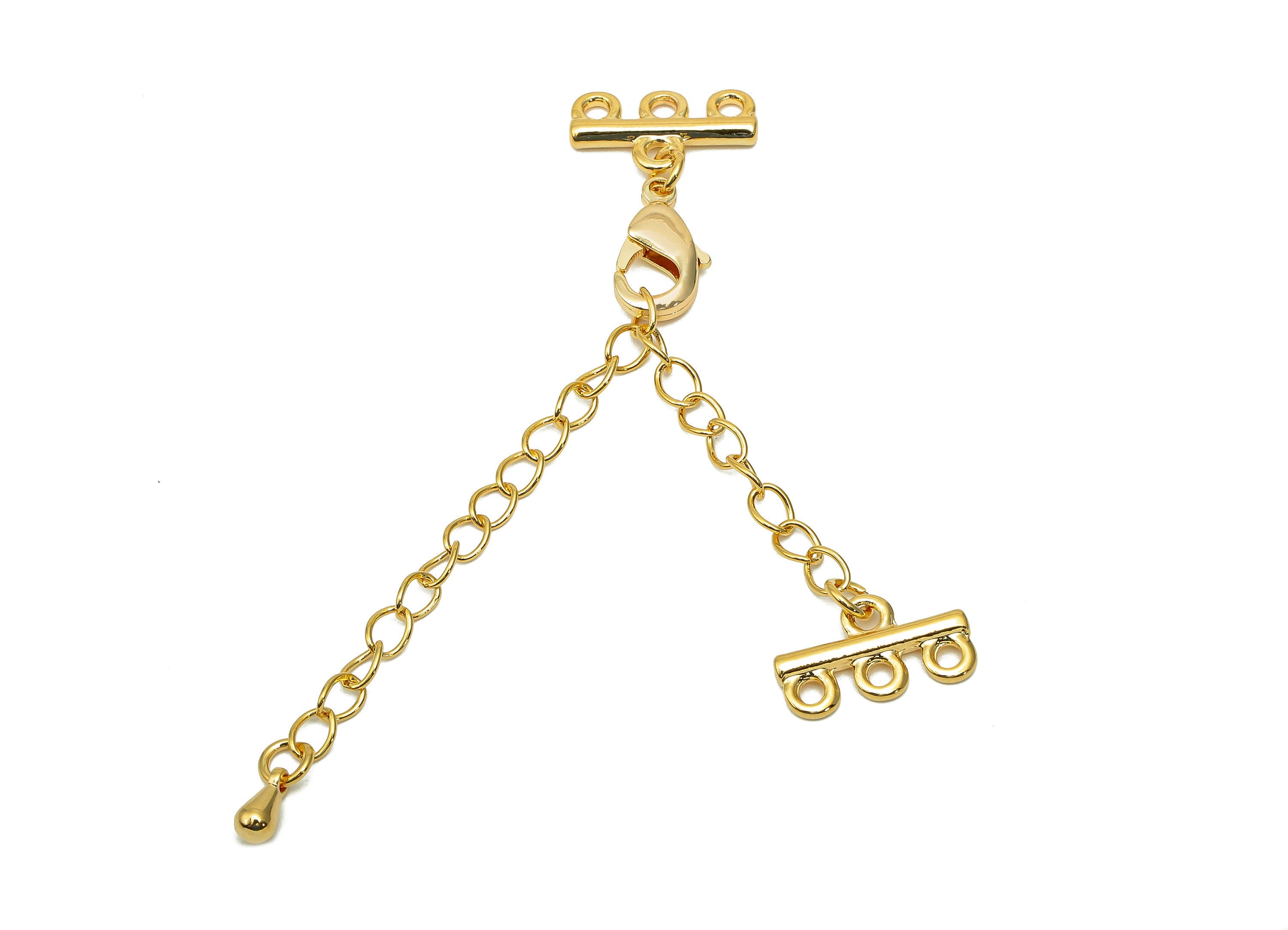 Extender Curb Chain - Bracelet Extender Safety Clasp - Drop Lobster Clasp - Extension Chain 3 Loops - Parrot Clasps-14.2x8.2x2.1mm-RGP5685-3 - DOMEDBAZAAR