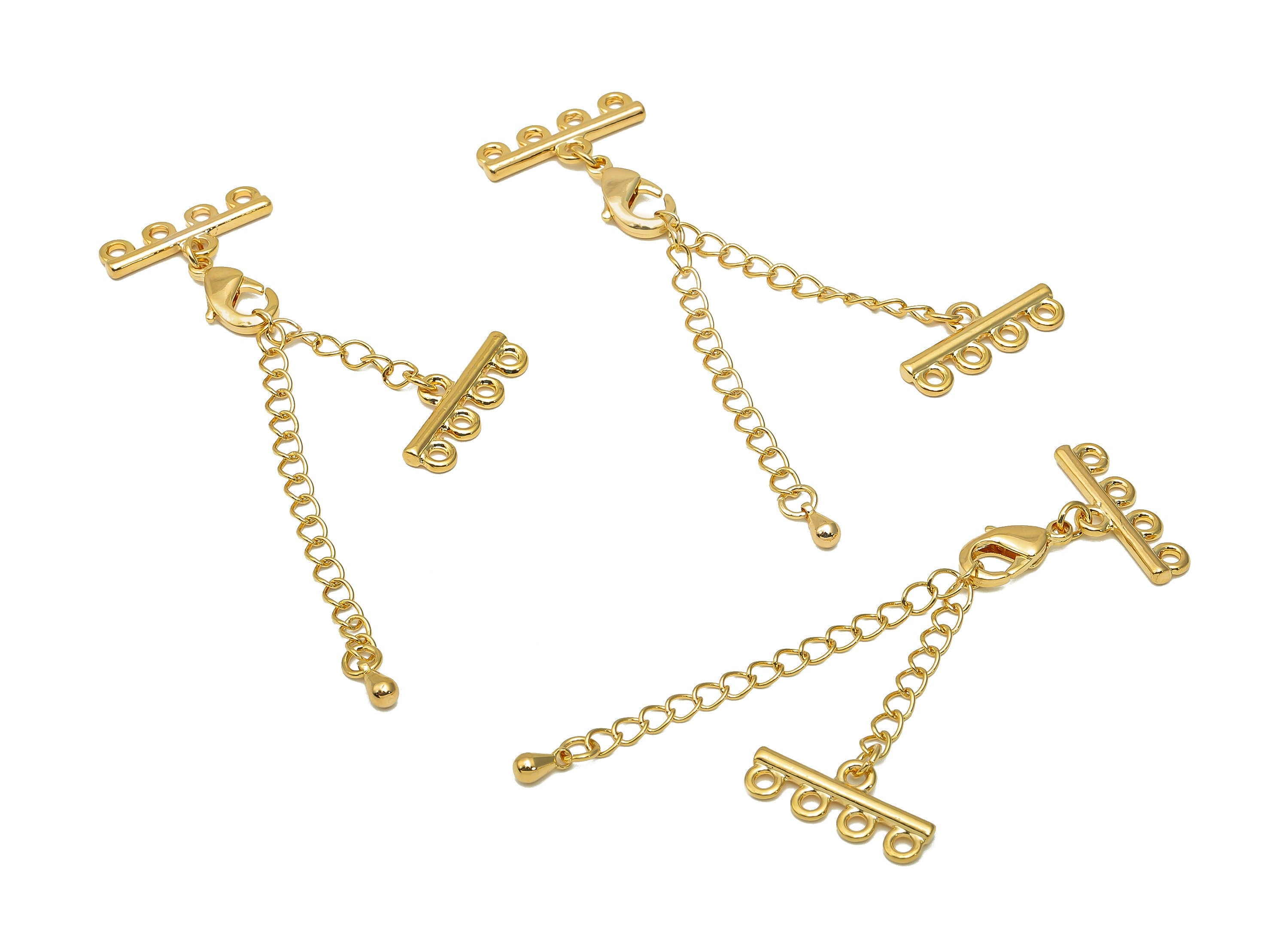 Extender Curb Chain - Bracelet Extender Safety Clasp - Drop Lobster Clasp - Extension Chain 4 Loops - Parrot Clasps - 19x8.1x2mm - RGP5685-4 - DOMEDBAZAAR
