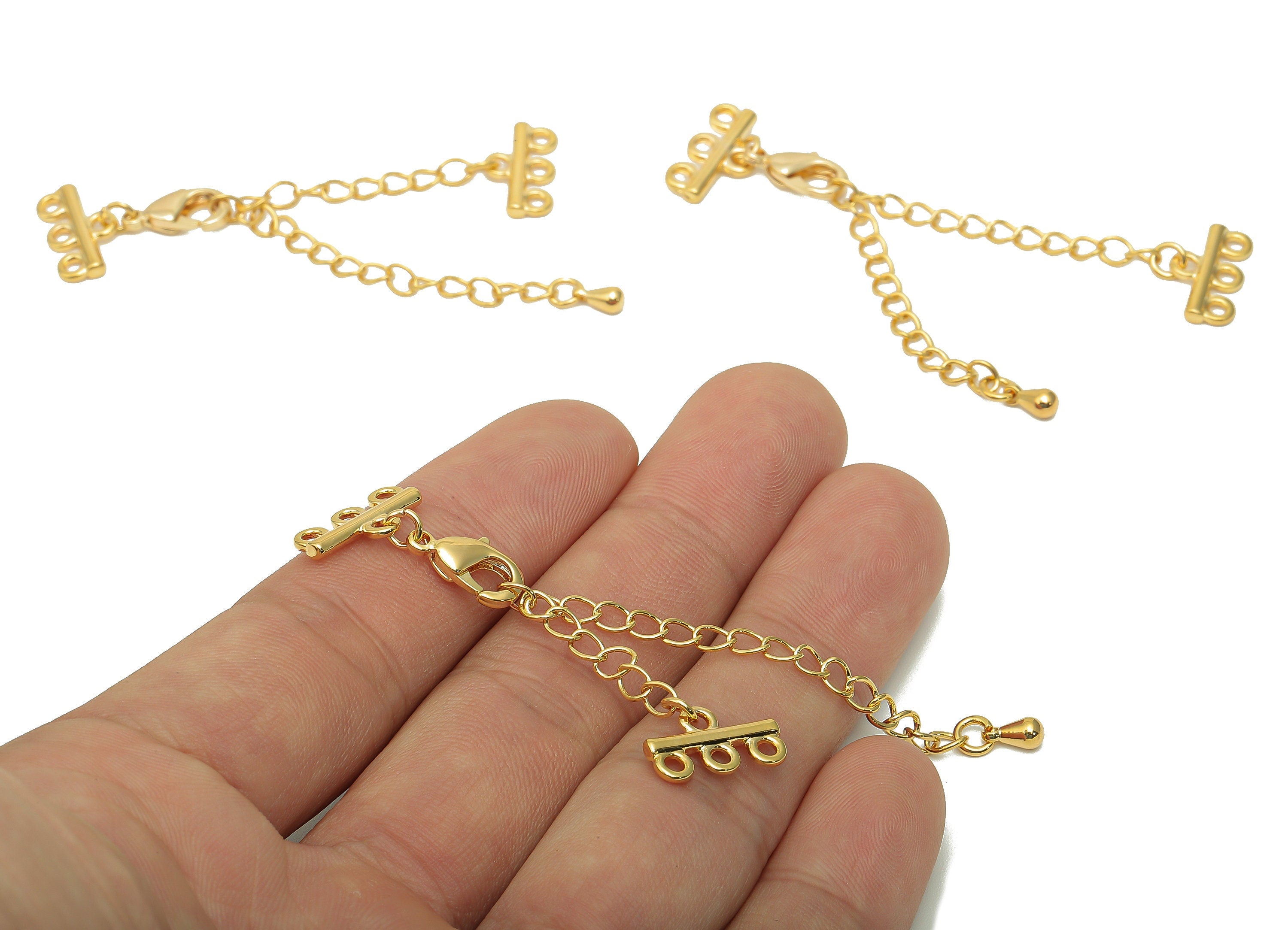 Extender Curb Chain - Bracelet Extender Safety Clasp - Drop Lobster Clasp - Extension Chain 3 Loops - Parrot Clasps-14.2x8.2x2.1mm-RGP5685-3 - DOMEDBAZAAR