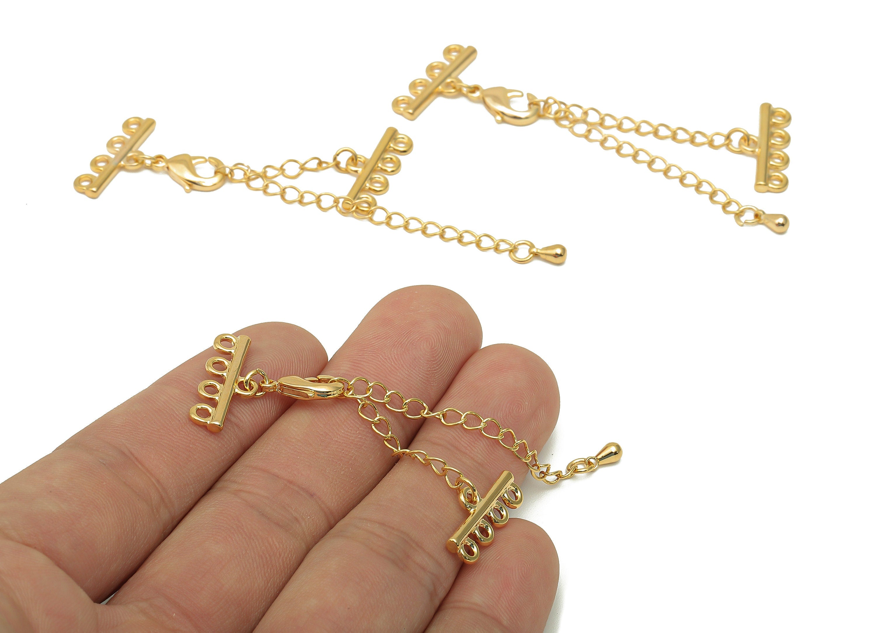 Extender Curb Chain - Bracelet Extender Safety Clasp - Drop Lobster Clasp - Extension Chain 4 Loops - Parrot Clasps - 19x8.1x2mm - RGP5685-4 - DOMEDBAZAAR