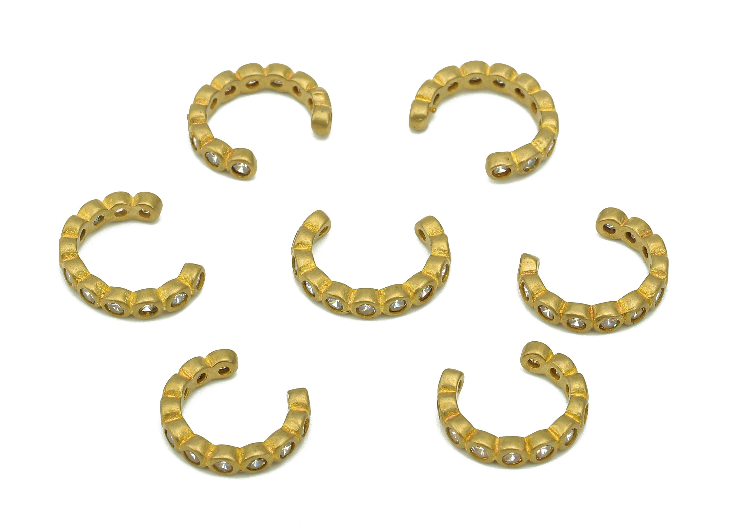 Brass Mini Open Round C Ring - Raw Brass Zircon Ear Cuff - Huggie Hoop Ear Clip - Hoop Cuff Earring - 14.06x11.08x2.6mm - PP8094 - DOMEDBAZAAR