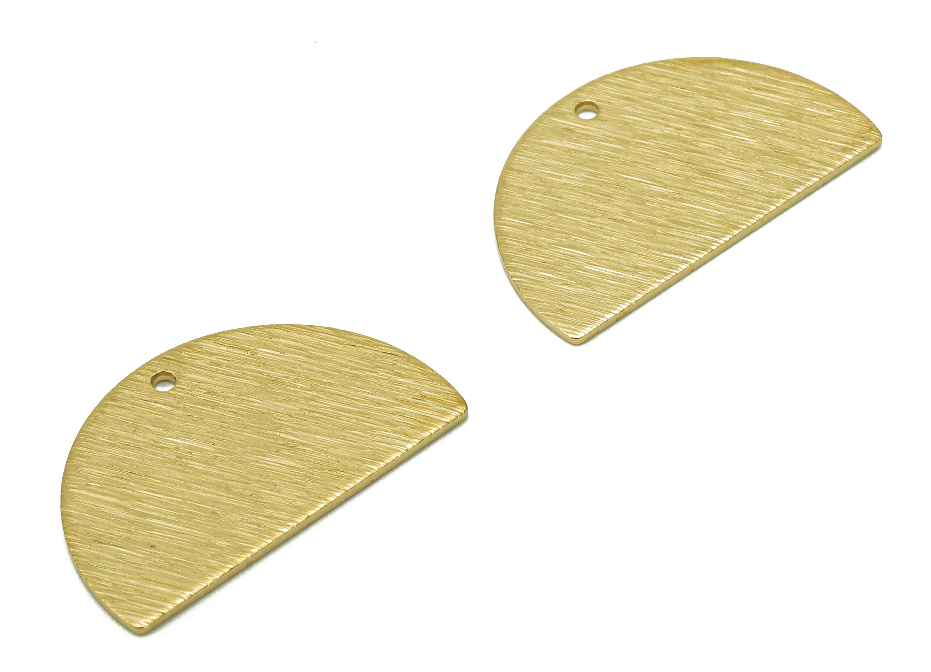 Brass Half Round Earring Charms - Raw Brass Textured Semicircle Pendant - Earring Findings - For Necklace - 21.34x13x0.69mm - PP8154 - DOMEDBAZAAR