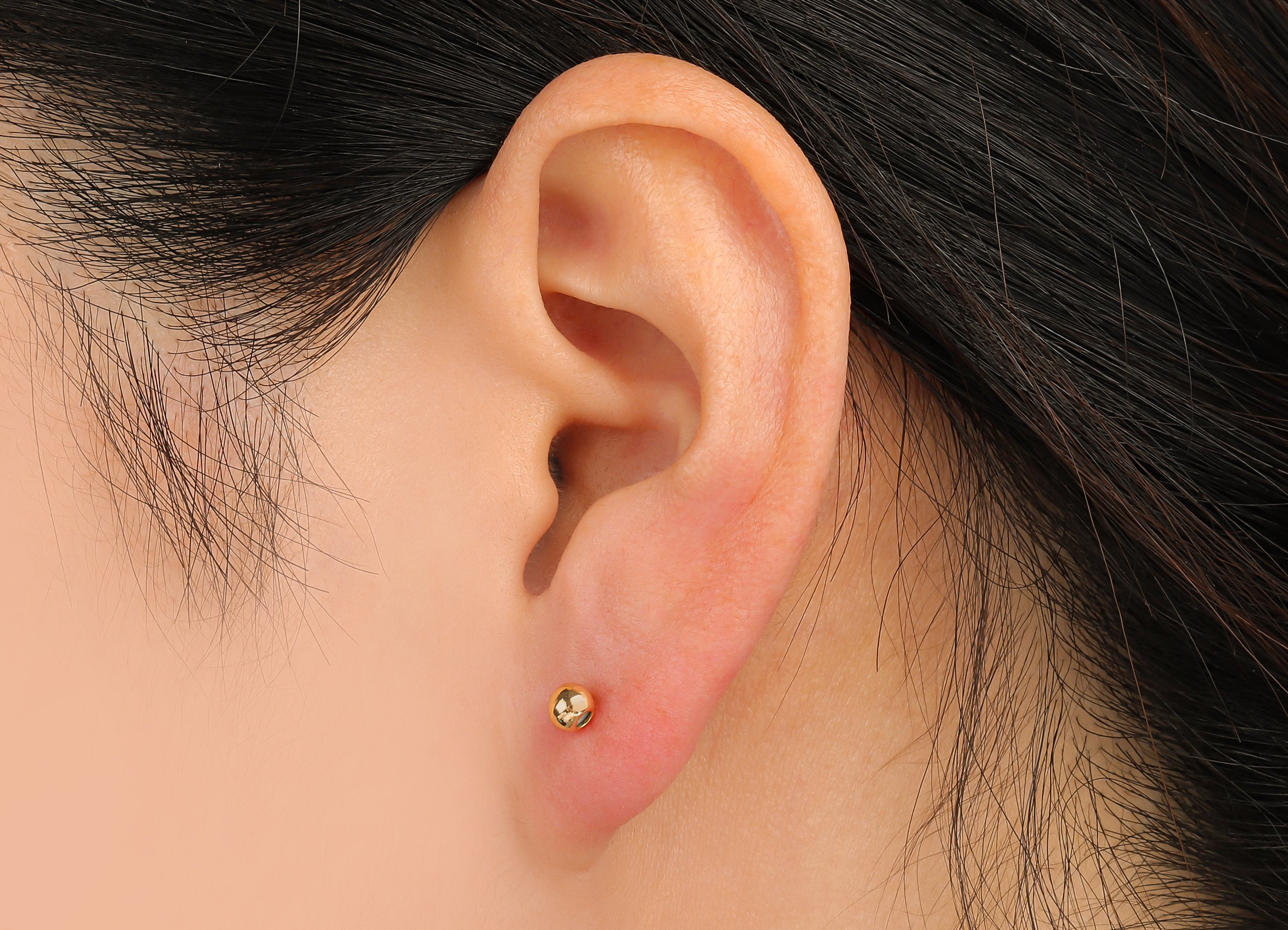 Brass Ball Earring Stud - Brass Silicon Round Ball Earring Post - 18K Real Gold Plated Brass Stud - Ball Stud - 4.05x4.05x3.25mm - RGP4654 - DOMEDBAZAAR