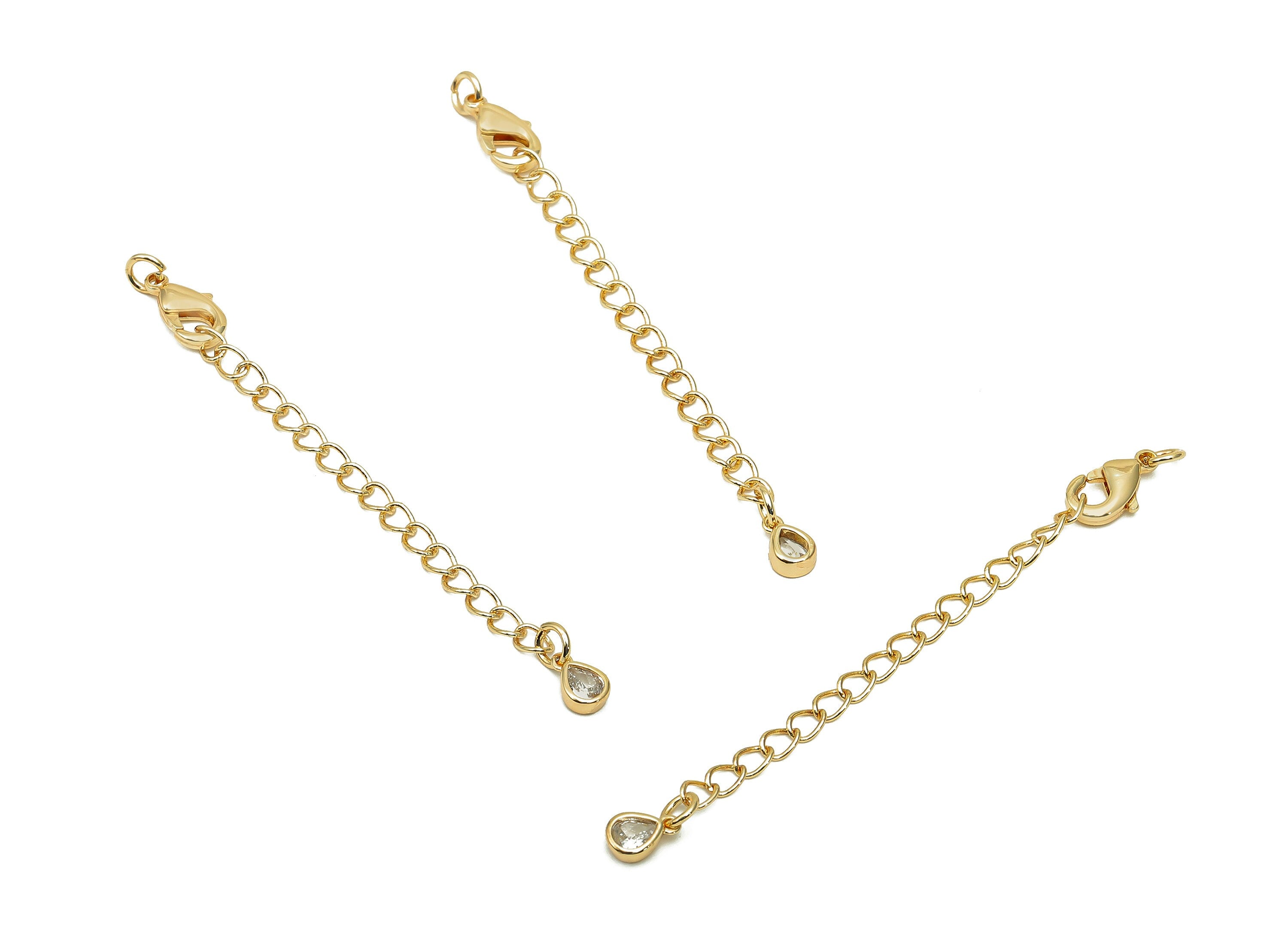 Extender Curb Chain - Zircon Extender Safety Clasp - Drop Lobster Clasp - Extension Chain - Parrot Clasp - 61.9x5.3x2.5mm - RGP5730 - DOMEDBAZAAR