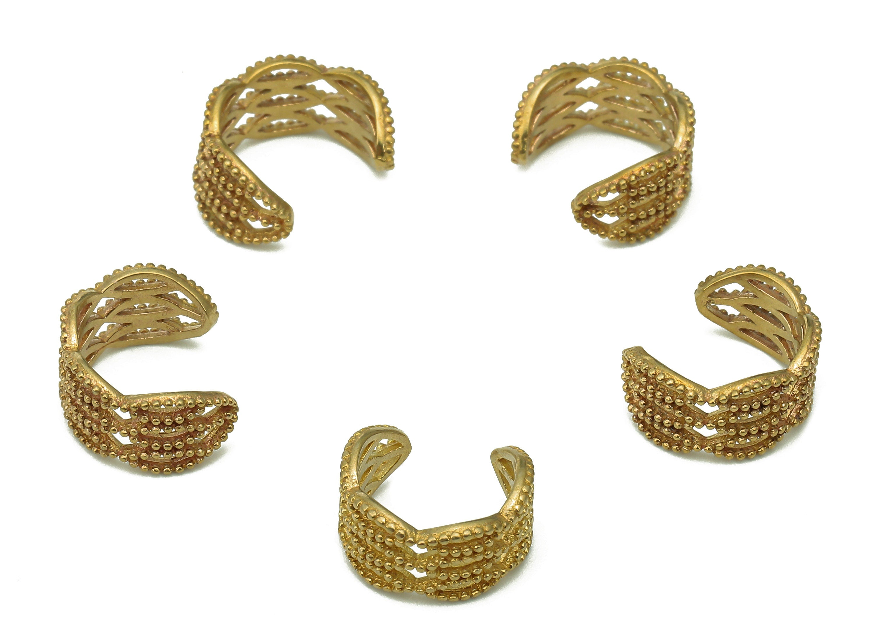 Brass Diamond Open Round C Ring - Raw Brass Hollow Ear Clip - Wide Hoop For Earring Stud - Pattern For Stud Earring - 12.4x10.3x1.1mm-PP8105 - DOMEDBAZAAR