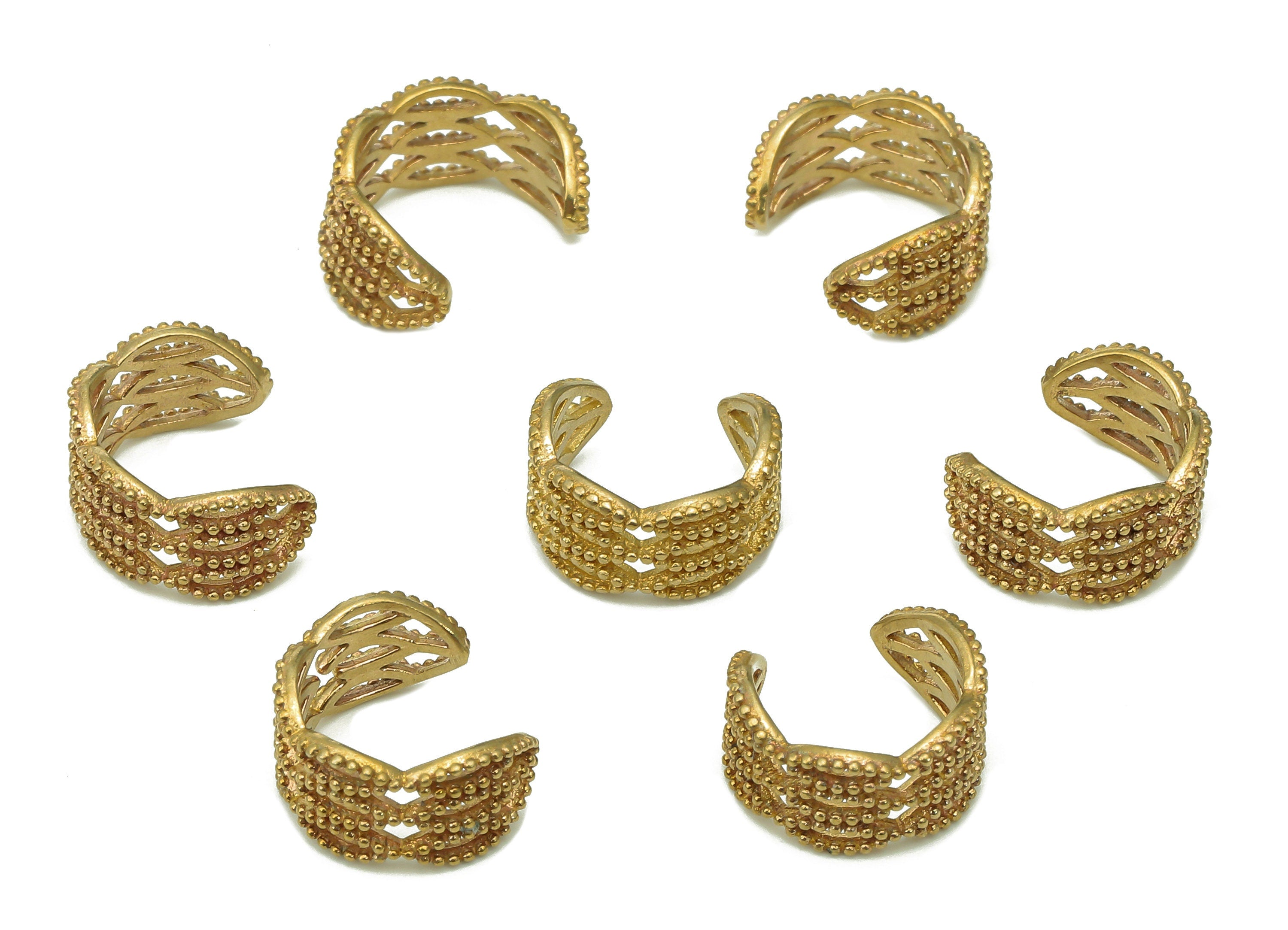 Brass Diamond Open Round C Ring - Raw Brass Hollow Ear Clip - Wide Hoop For Earring Stud - Pattern For Stud Earring - 12.4x10.3x1.1mm-PP8105 - DOMEDBAZAAR