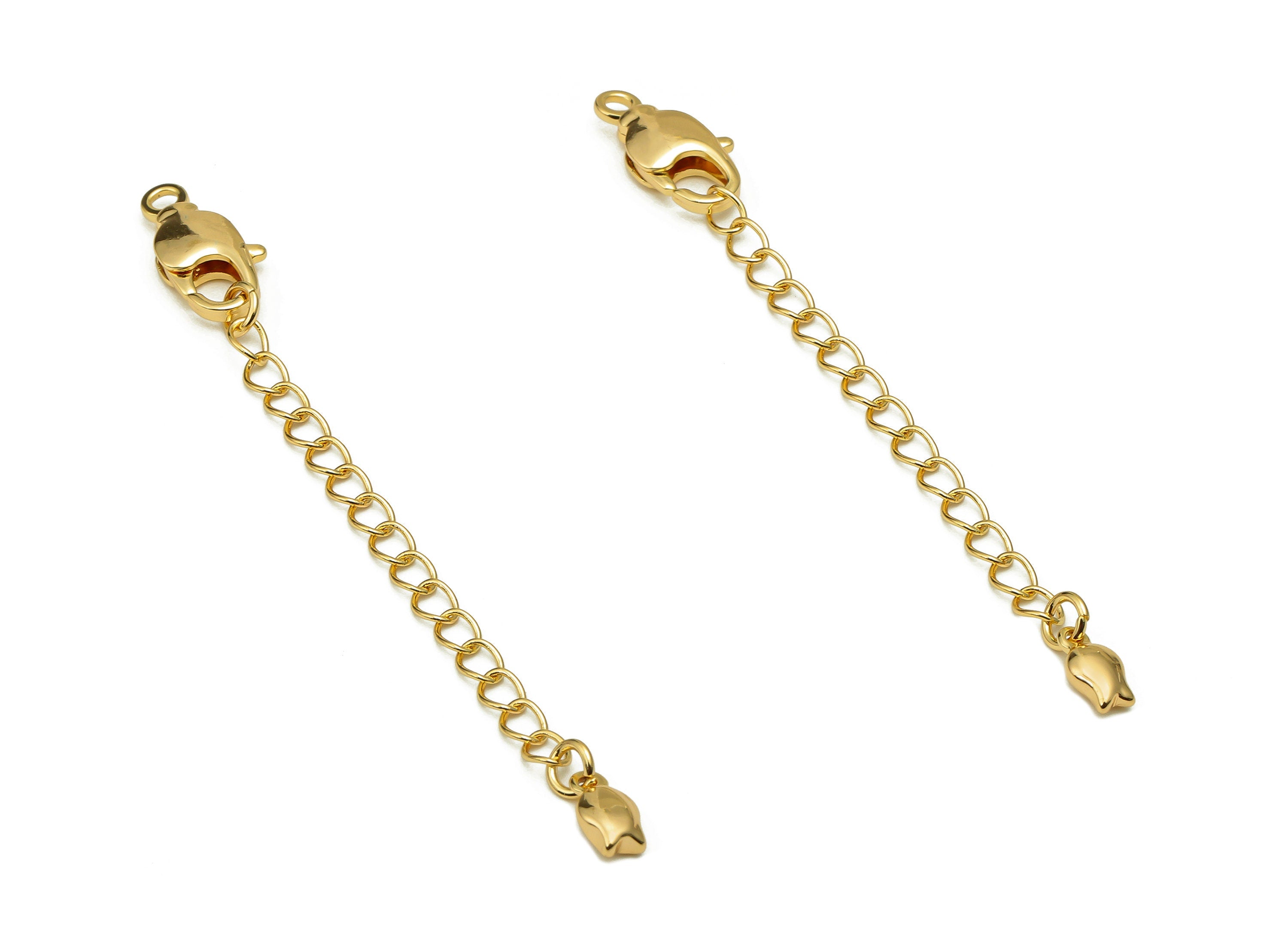 Extender Curb Chain - Extender Safety Clasp - Rose Lobster Clasp - Extension Chain - Parrot Clasps - 18K Real Gold Plating -76x7x3mm-RGP5567 - DOMEDBAZAAR