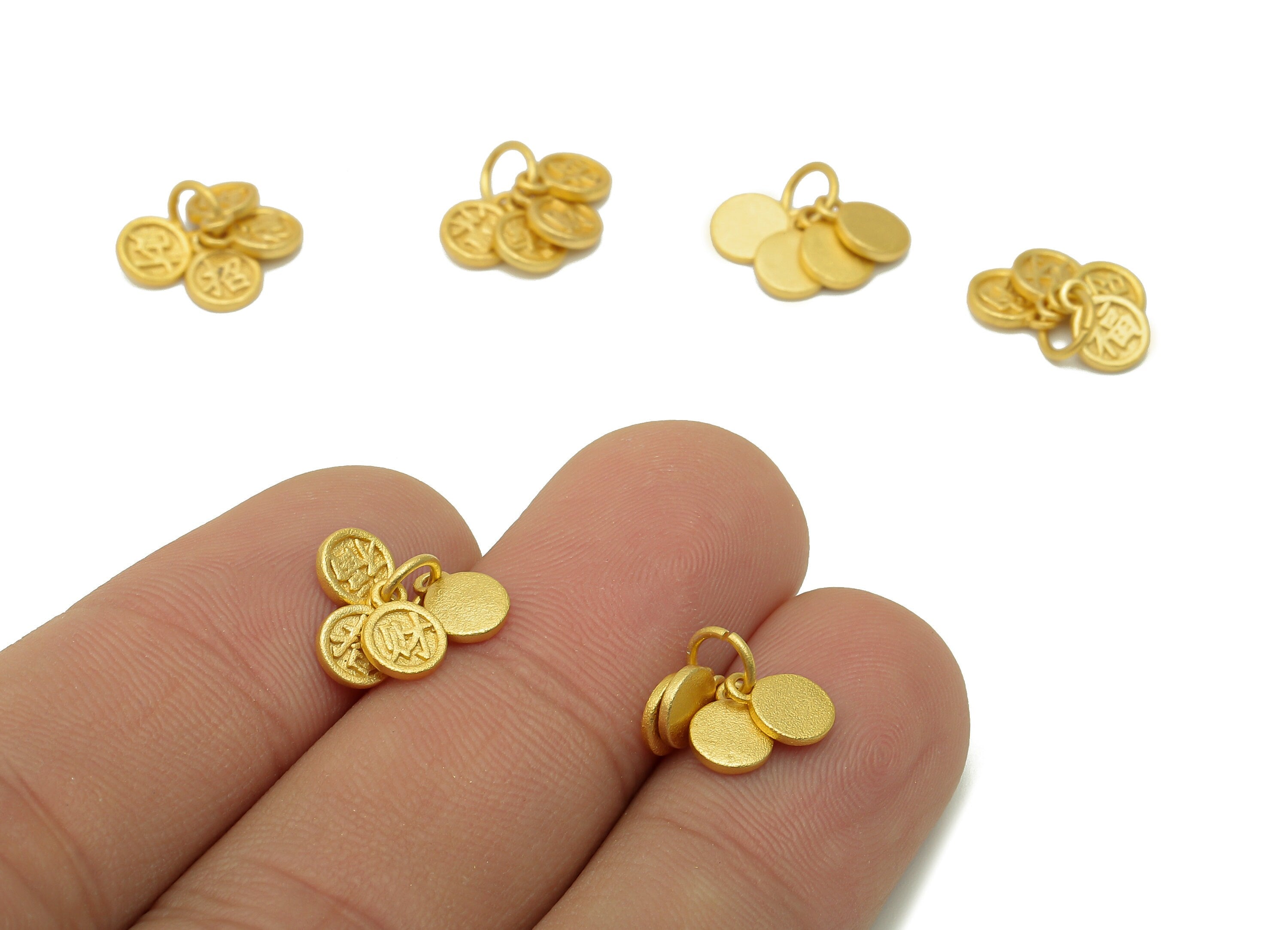 Brass Mini Round Earring Charm - Gold Mini Circle For Bracelet - Word Necklace Pendant - 18K Real Gold Plating - 10.2x3.7x0.7mm - RGP5754 - DOMEDBAZAAR