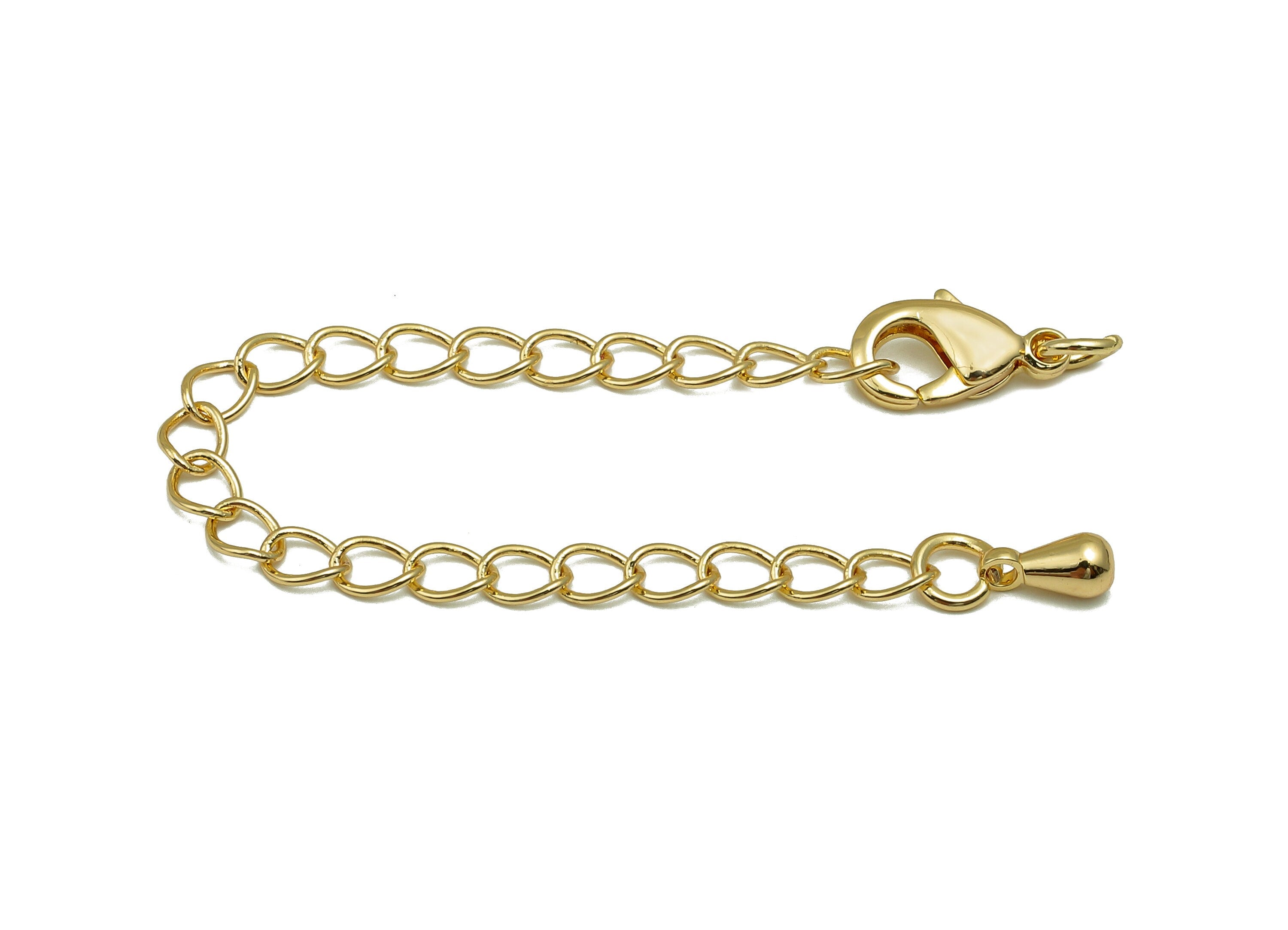 Extender Curb Chain - Extender Safety Clasp - Drop Lobster Clasp - Extension Chain - Parrot Clasps - 18K Real Gold Plating -87x5x2mm-RGP5572 - DOMEDBAZAAR