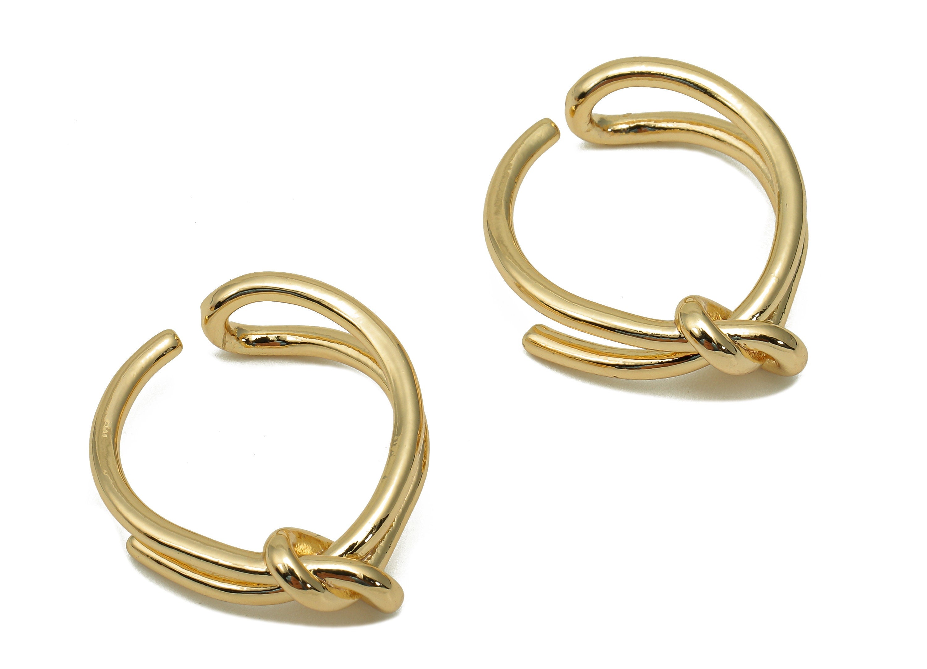 Brass Knot Open Round Ring - Gold Knot Circle Hoop Ring - Gold Circle C Hoop - 18K Real Gold Plated Brass - 24.1x20.4x1.9mm - RGP5699 - DOMEDBAZAAR