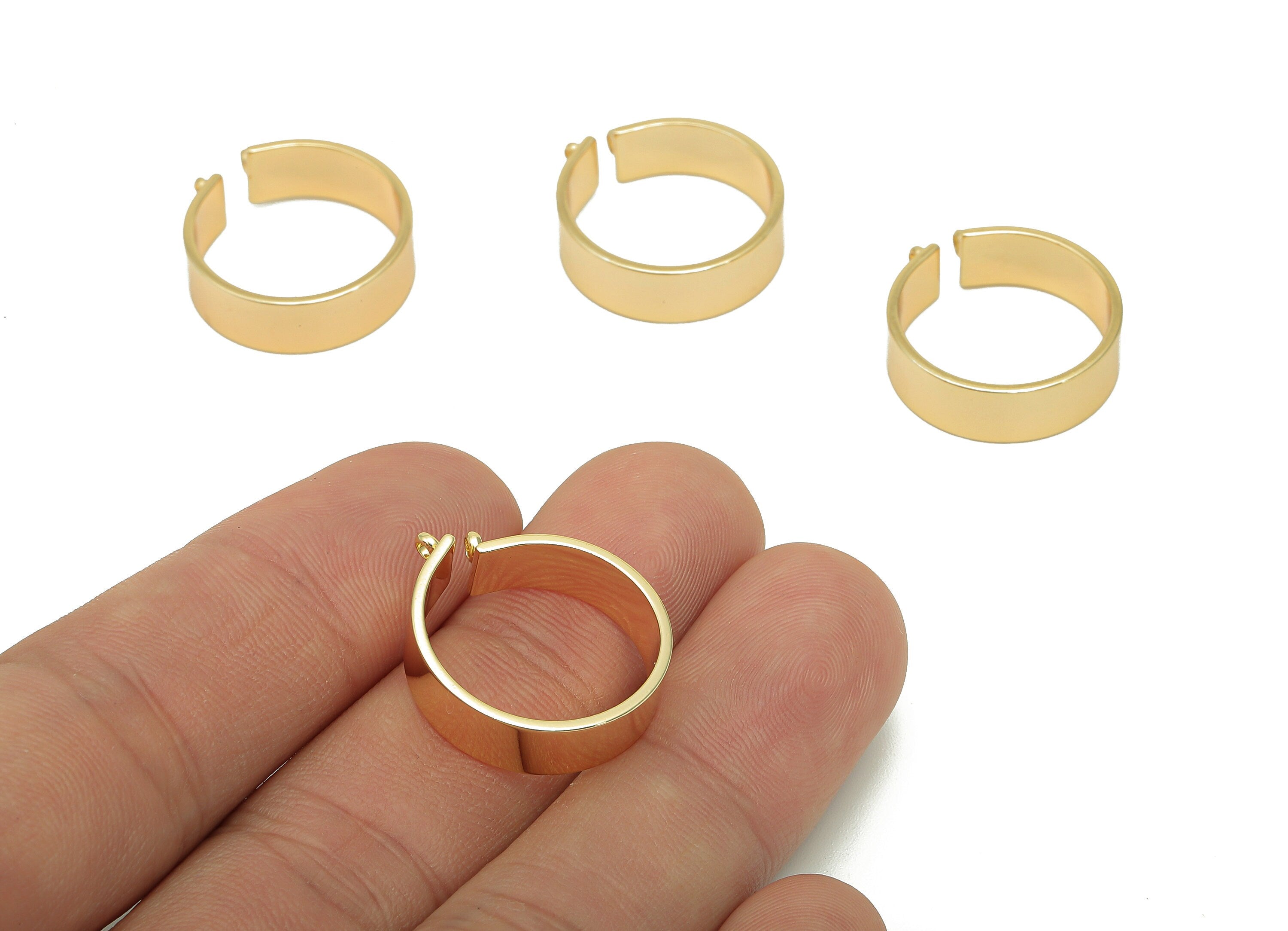 Brass Wide Round Hoop Connector - Gold Circle Huggie Earring - Pendant With 2 Loops - 18K Real Gold Plating Charm - 21.6x19.6x1.1mm -RGP5697 - DOMEDBAZAAR