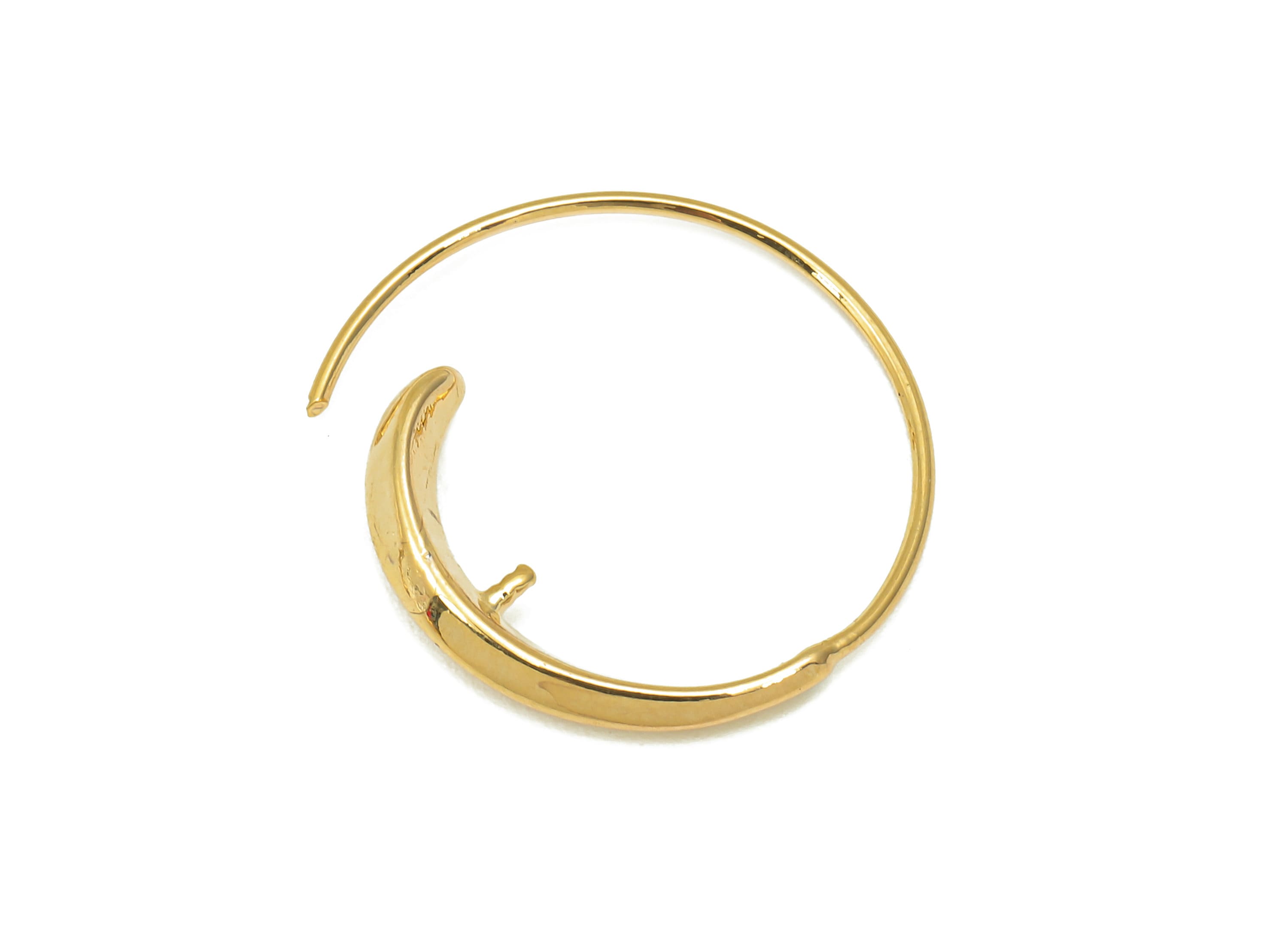 Brass Thick Hoop Earring Wire - Gold C Round Hook Wire - Circle Hoop Wire For Pearl - 18K Real Gold Plating - 21.6x21.6x2.3mm - RGP4539 - DOMEDBAZAAR