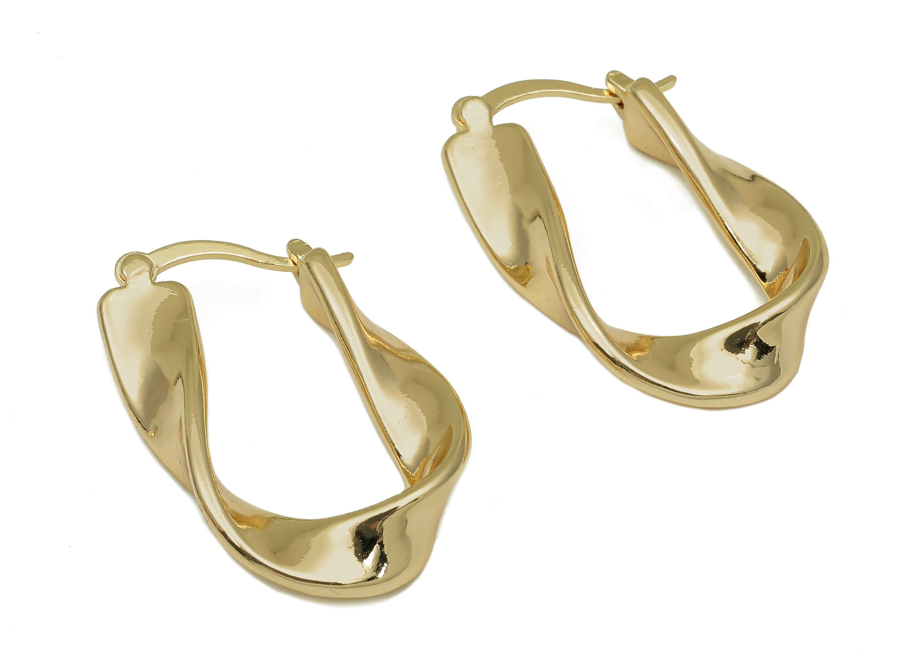 Brass Wave Huggie Earrings Clasps - Gold Thick Wavy Earring Hoop - U Huggie Hoop Clasp - 18K Real Gold Plating - 24.2x21.8x4.7mm - RGP5766 - DOMEDBAZAAR