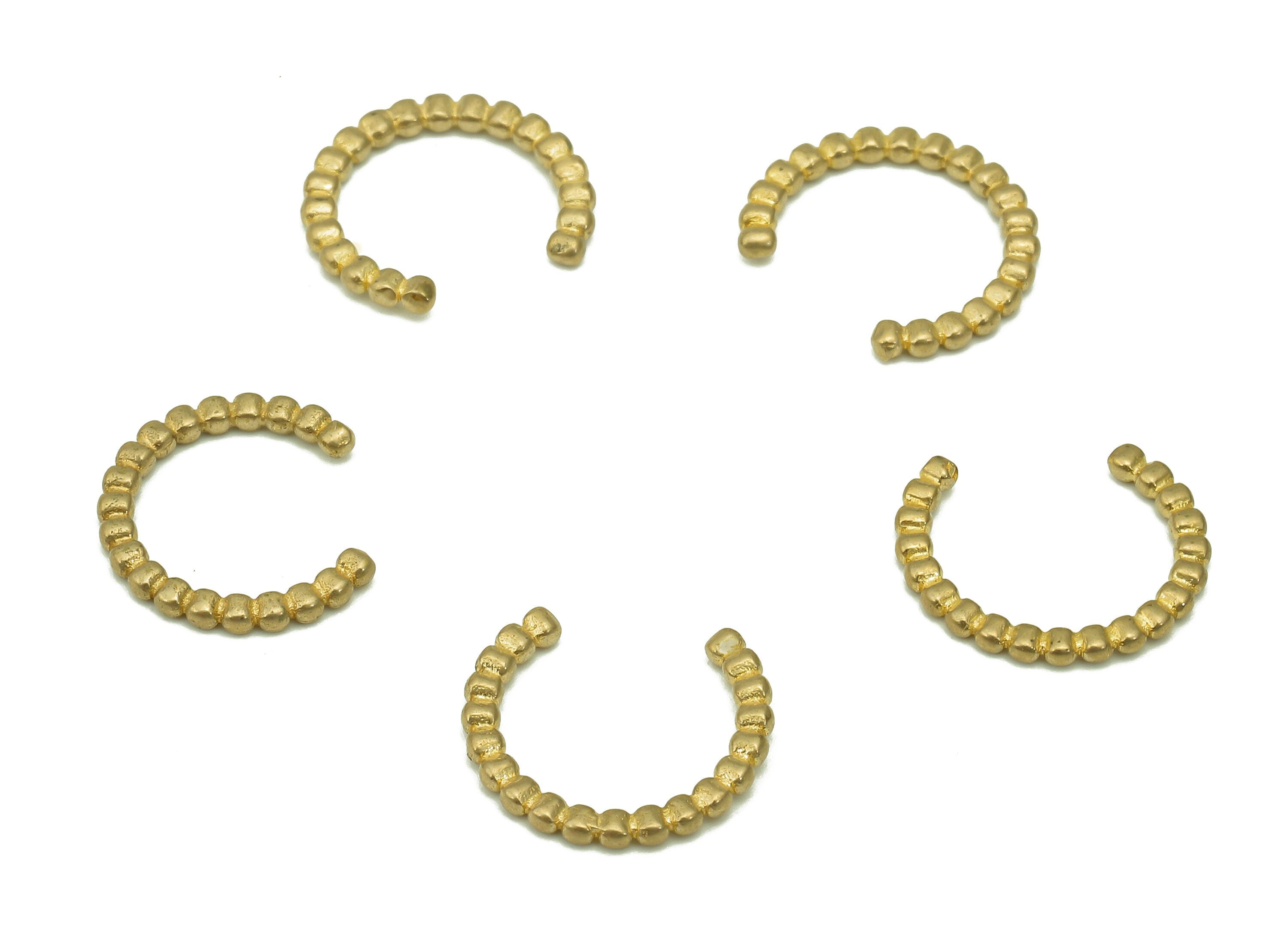 Brass Dots Open Round C Ring - Raw Brass Circle Septum Ring - Mini Spot Cartilage Earring - Circle Dot Piercing - 12.5x11.33x1.27mm - PP8130 - DOMEDBAZAAR