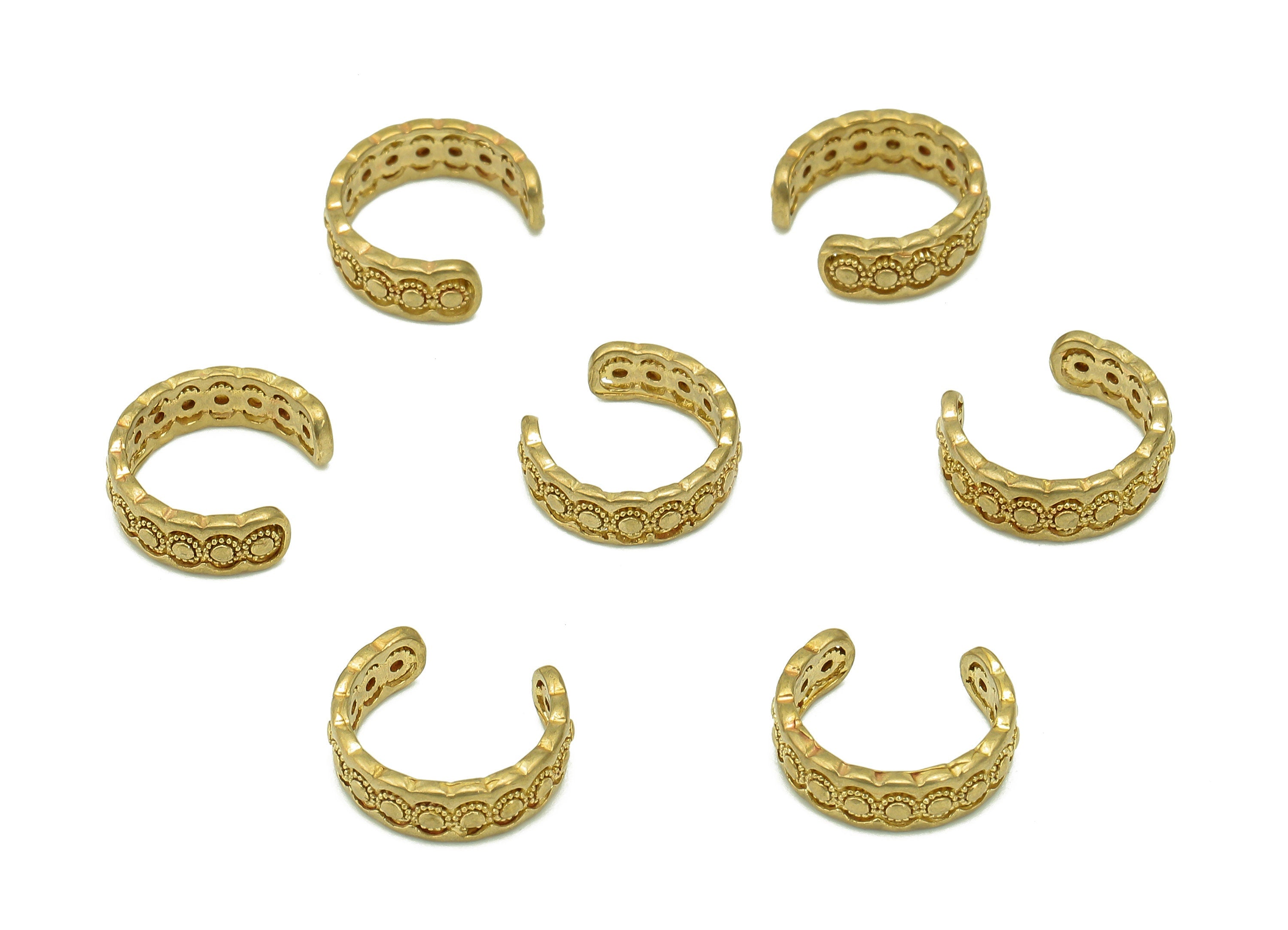 Brass Sun Open Round C Ring - Raw Brass Circle Cuff Ear - Hoop Hollow Earring Cuff - Mini Sun Ear Clip - 11.62x10.25x1.17mm - PP8131 - DOMEDBAZAAR