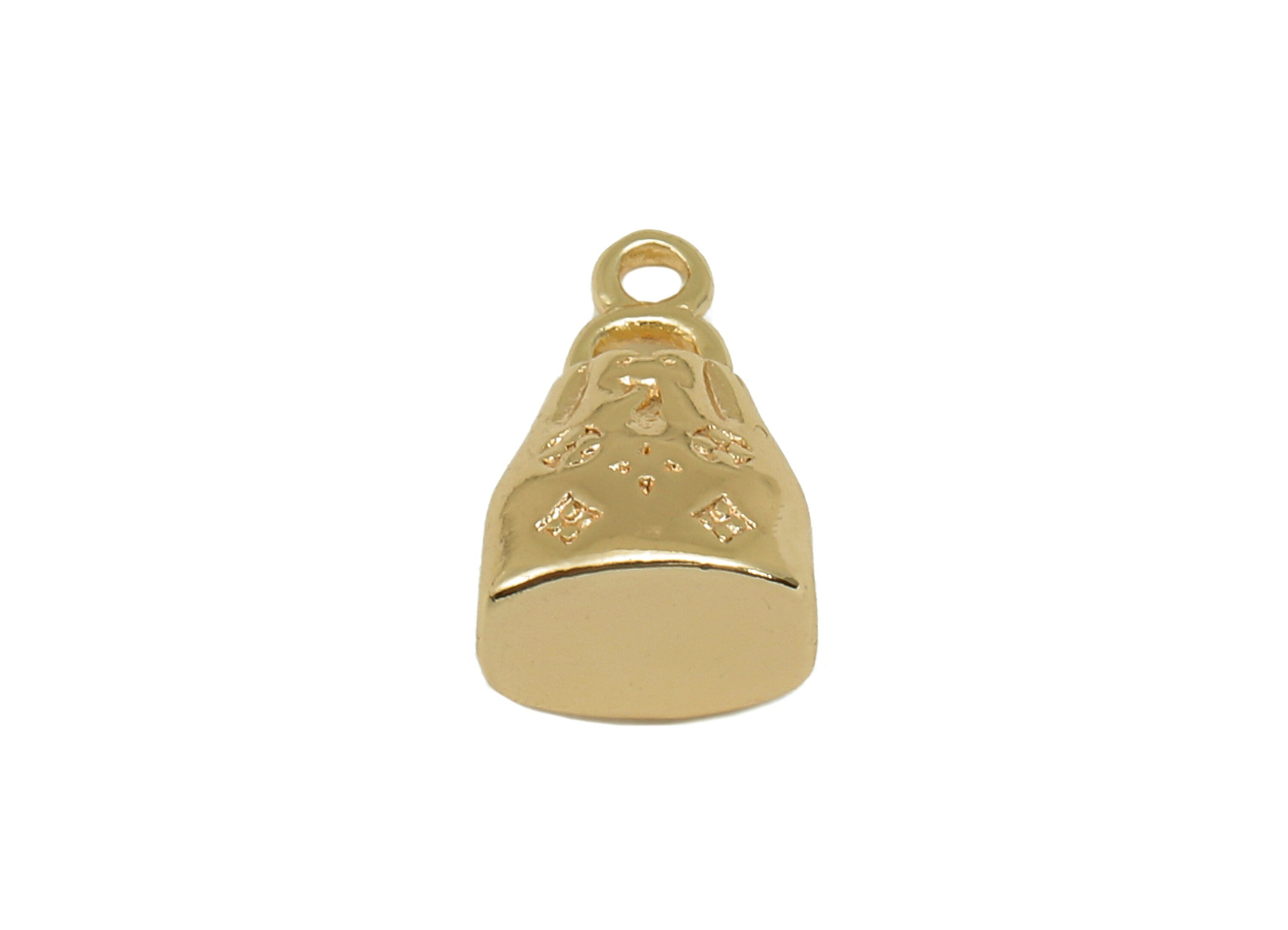 Brass Mini Bag Earring Charm - Gold Thick Bag Earring - Pendant With Loop - Gift For Her - 18K Real Gold Plating - 12x7.4x6mm - RGP5770 - DOMEDBAZAAR