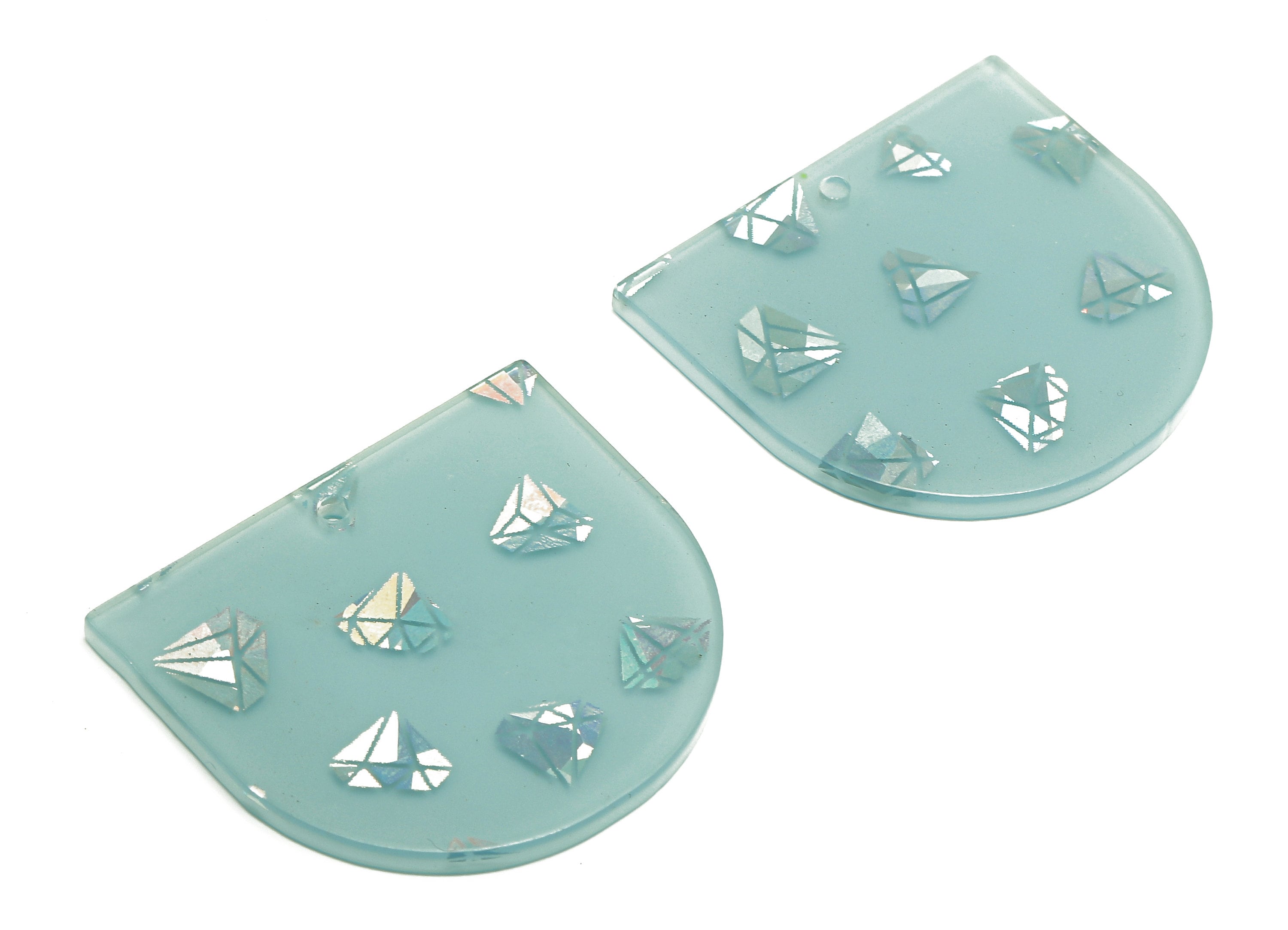 Acrylic D Earring Charms - Acrylic Domed Pendant - Charm With Hole - Earring Findings - Color Code: A885 - 33.5x29.6x2.4mm - AC1094-A885 - DOMEDBAZAAR