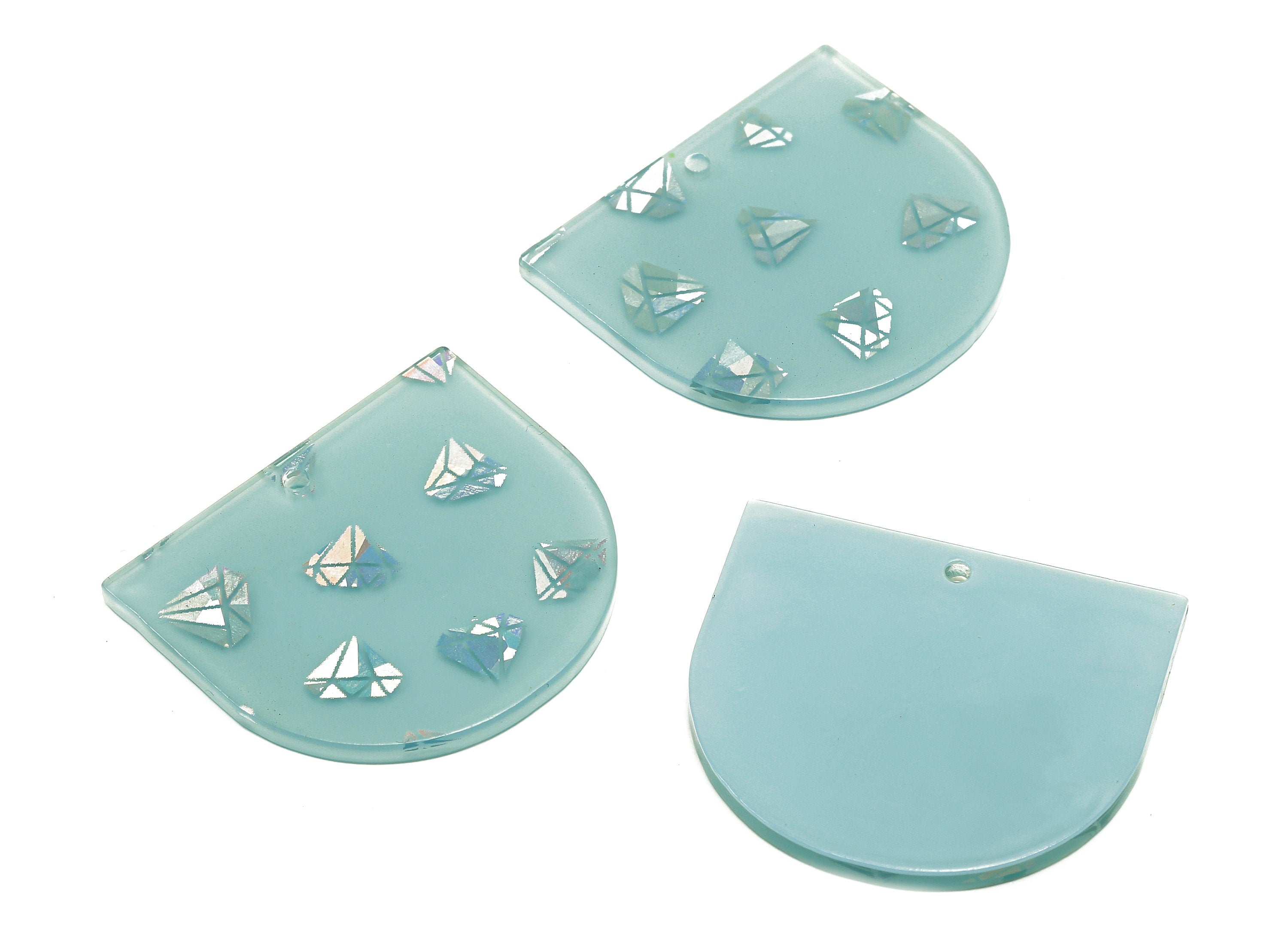 Acrylic D Earring Charms - Acrylic Domed Pendant - Charm With Hole - Earring Findings - Color Code: A885 - 33.5x29.6x2.4mm - AC1094-A885 - DOMEDBAZAAR