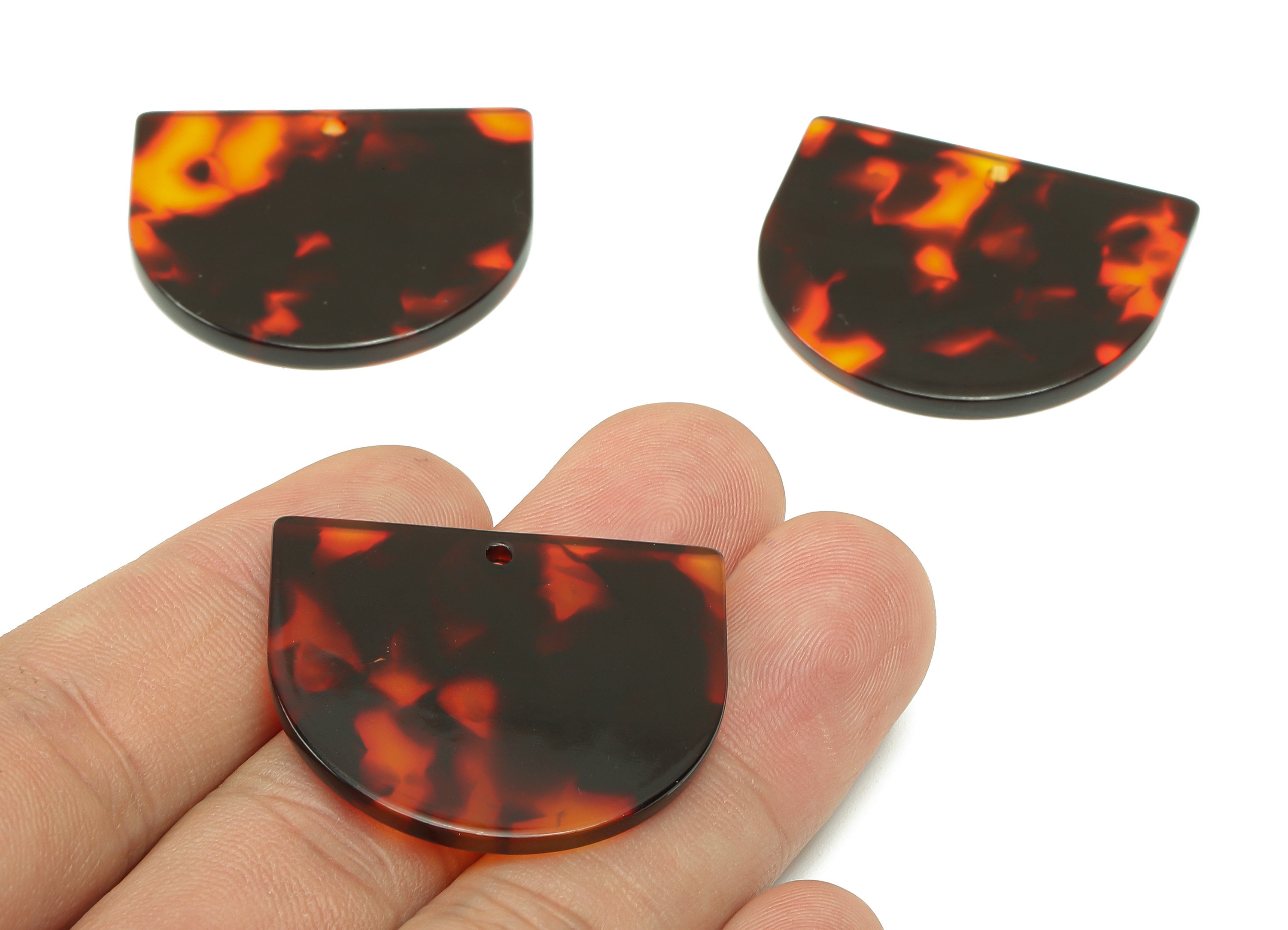 Acrylic D Earring Charms - Acrylic Domed Pendant - Charm With Hole - Earring Findings - Color Code: A886 - 33.6x29.2x2.4mm - AC1094-A886 - DOMEDBAZAAR