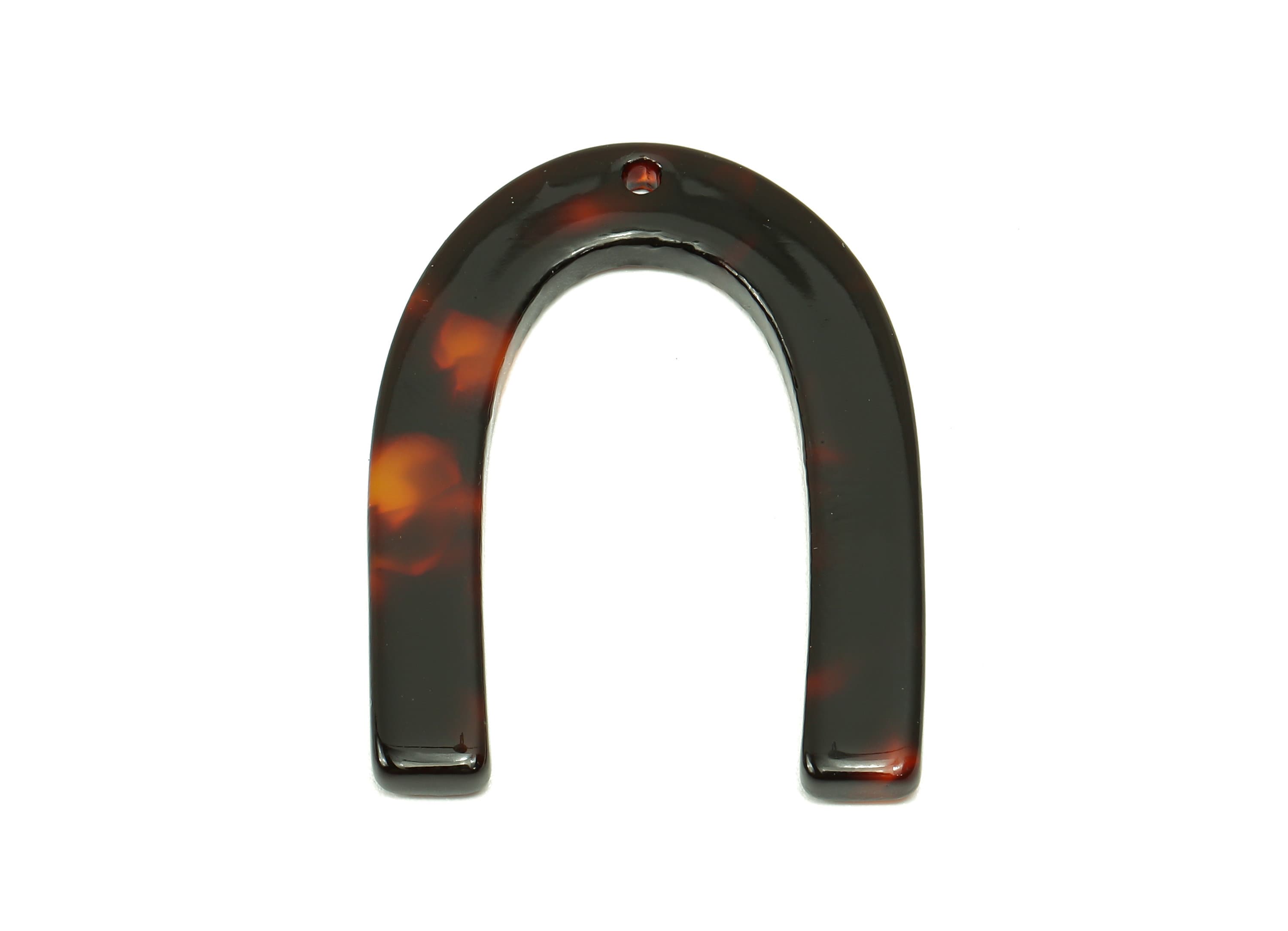 Acetate U Earrings Charms - Tortoise Shell U Earring - Acetate Pendant - Earring Findings - Color Code: A886 - 34.7x25.6x2.8mm - AC1114-A886 - DOMEDBAZAAR