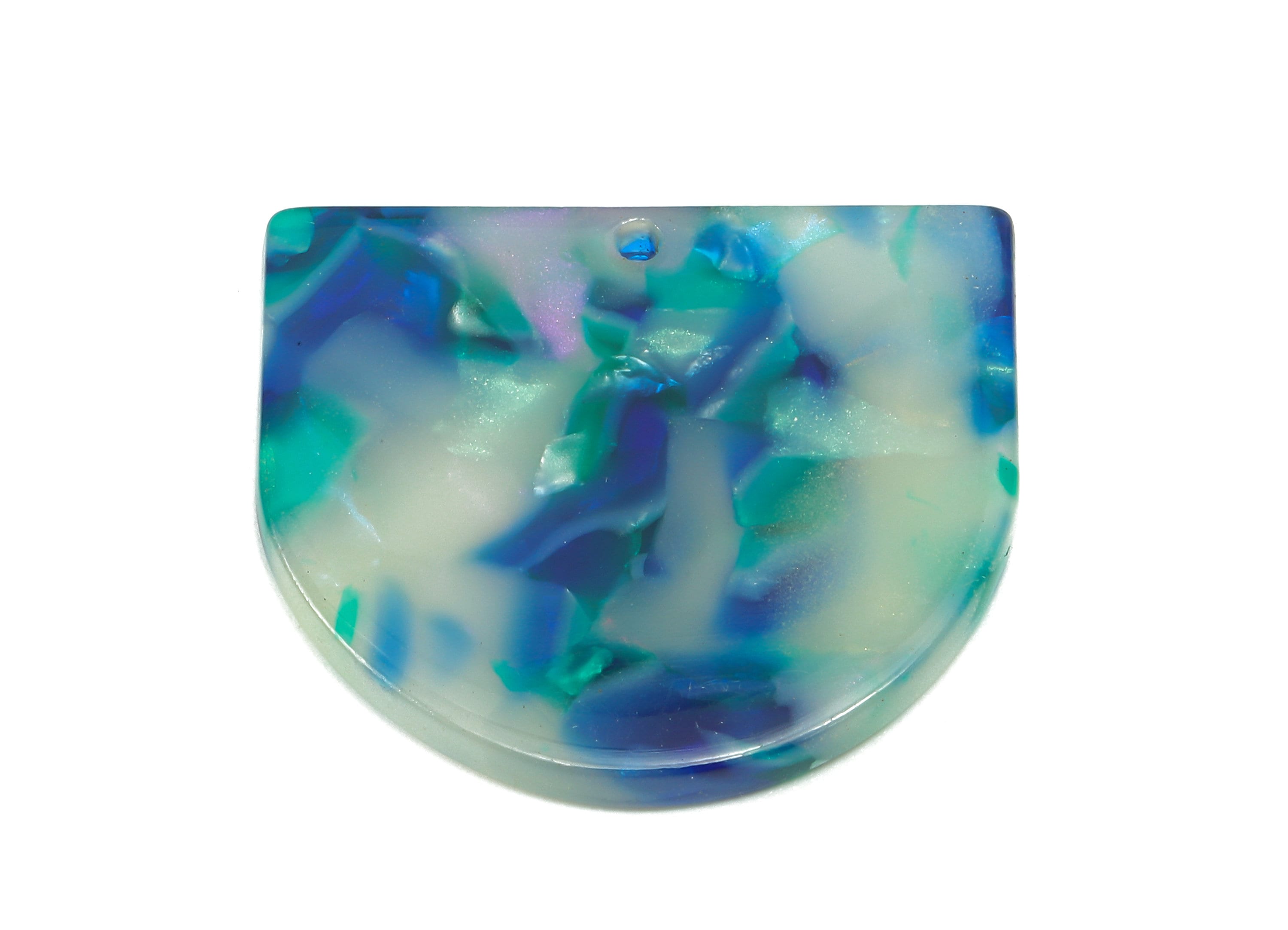 Acetate Domed Earring Charms - Acetate D Earrings - Half Oval Pendant With Hole - Color Code : A851 - 28.1x24.6x2.6mm - AC1322-A851 - DOMEDBAZAAR