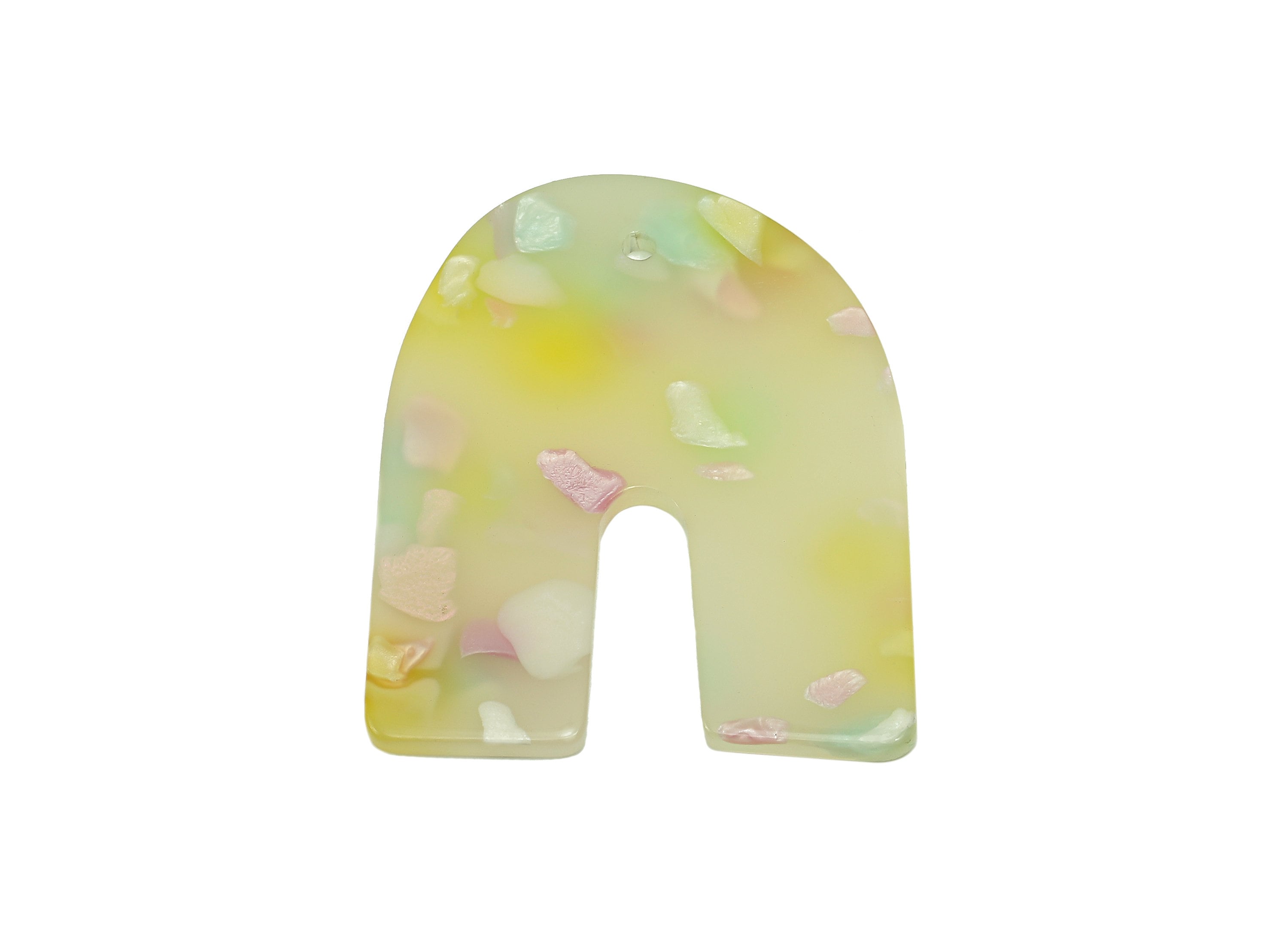 Acrylic U Earring Charms - Acrylic U Earring - U Horsehoe Pendant With Hole - Color Code: A596 - 37.6x31.1x2.7mm - AC2563-A596 - DOMEDBAZAAR