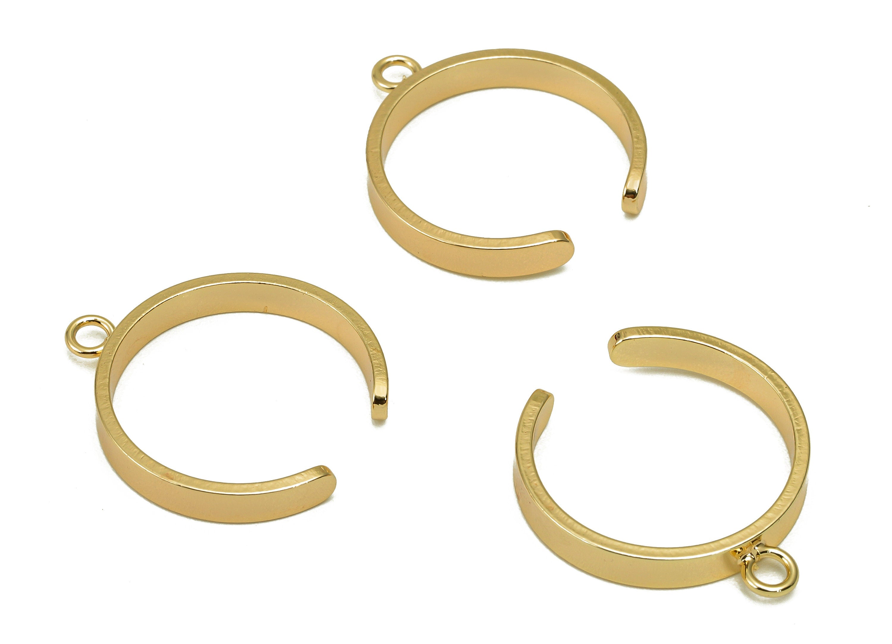 Brass Open Round Ring - Gold Earring Charm With Loop - Open Circle Pendant - 18K Real Gold Plating - 22.18x19.08x1.01mm - RGP5621 - DOMEDBAZAAR