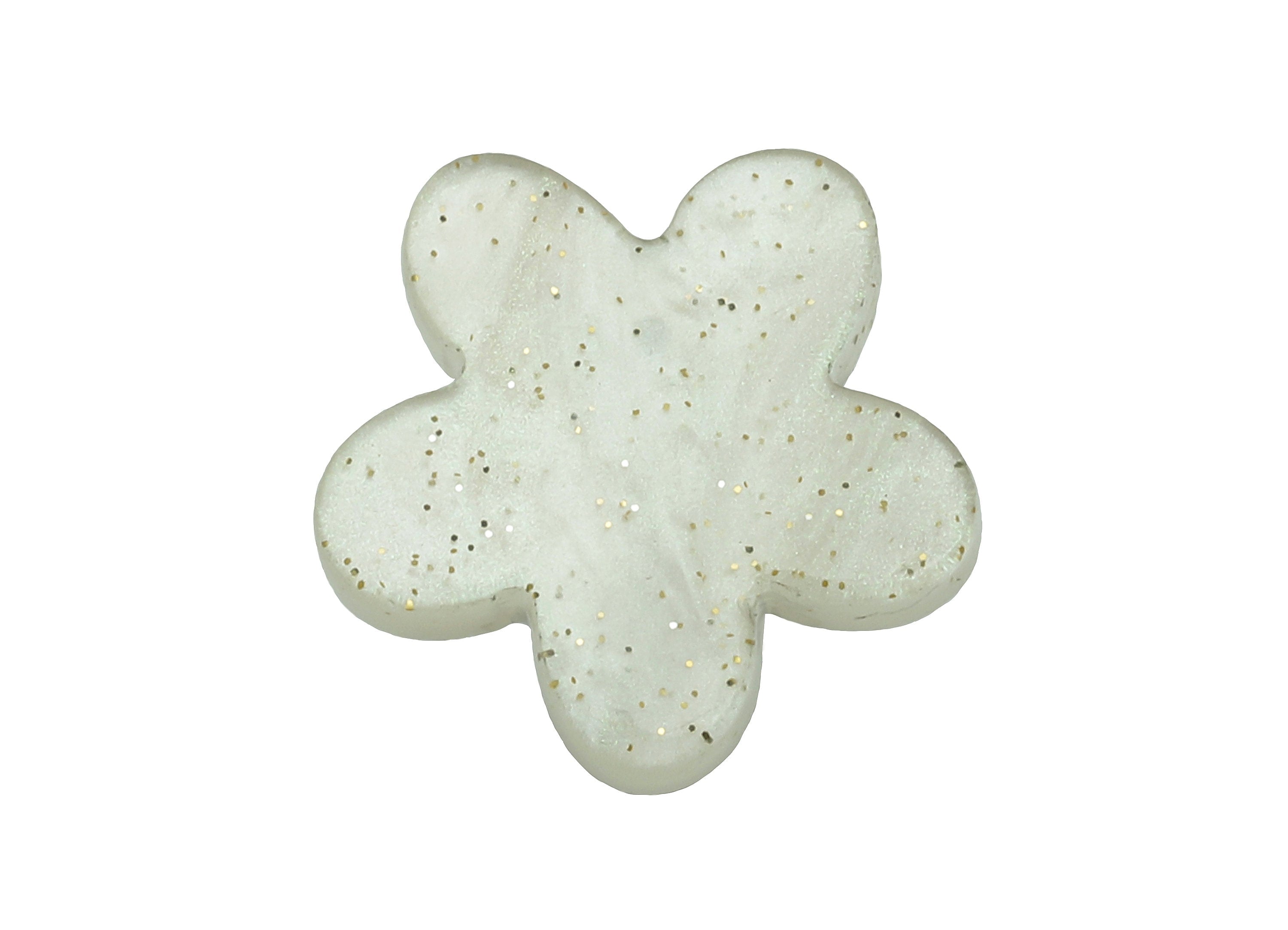 Acrylic Flower Earring Post - White Flower Stud Earring - 316 Stainless Steel Stud - Color Code: A855 - 14.56x14.51x2.68mm - AC1333A-A855 - DOMEDBAZAAR