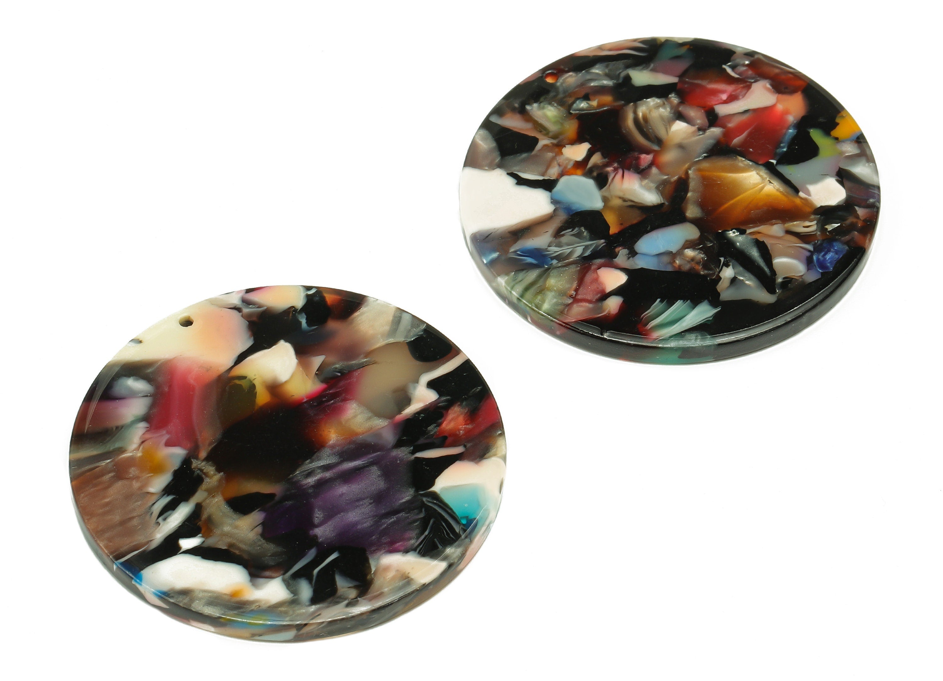 Acetate Round Earring Charms - Circle Earring With Hole - Coin Pendant - Earring Findings - Color Code: A492 - 37.55x37x2.6mm - AC1573-A492 - DOMEDBAZAAR