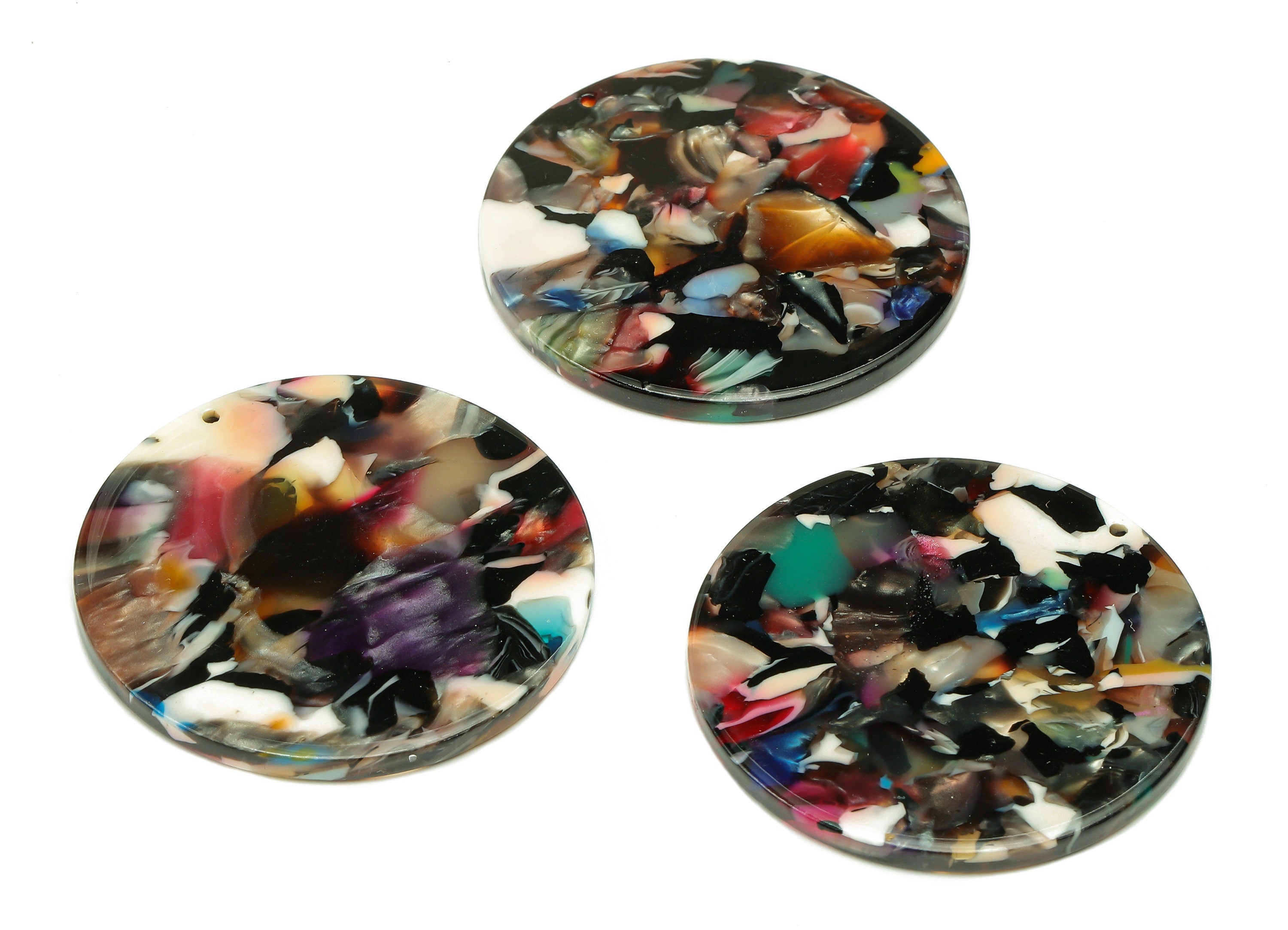 Acetate Round Earring Charms - Circle Earring With Hole - Coin Pendant - Earring Findings - Color Code: A492 - 37.55x37x2.6mm - AC1573-A492 - DOMEDBAZAAR