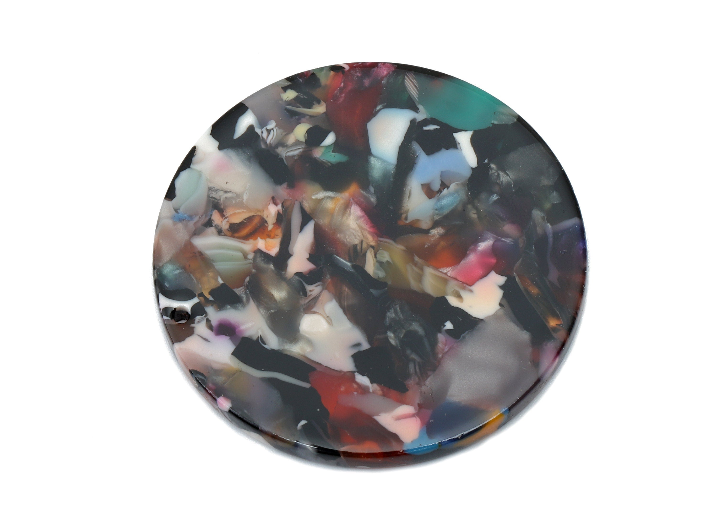 Acetate Round Earring Charms - Circle Earring With Hole - Coin Pendant - Earring Findings - Color Code: A492 - 37.55x37x2.6mm - AC1573-A492 - DOMEDBAZAAR