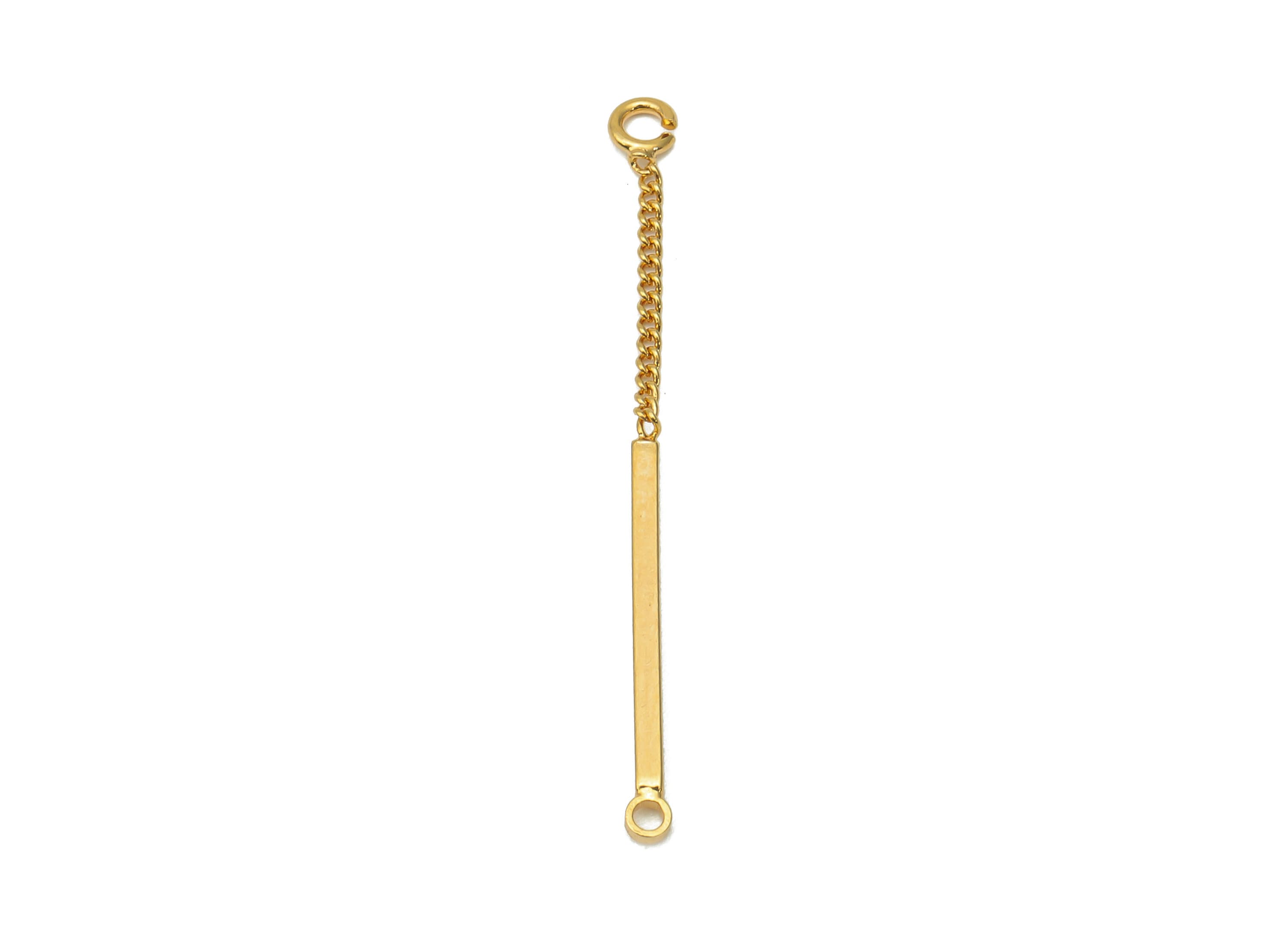 Brass Chain Strip Connector - Gold Chain Cuboid Bar Earring - Pendant With 2 Loops - 18K Real Gold Plating Charm - 36.5x2.1x1.2mm - RGP5633 - DOMEDBAZAAR