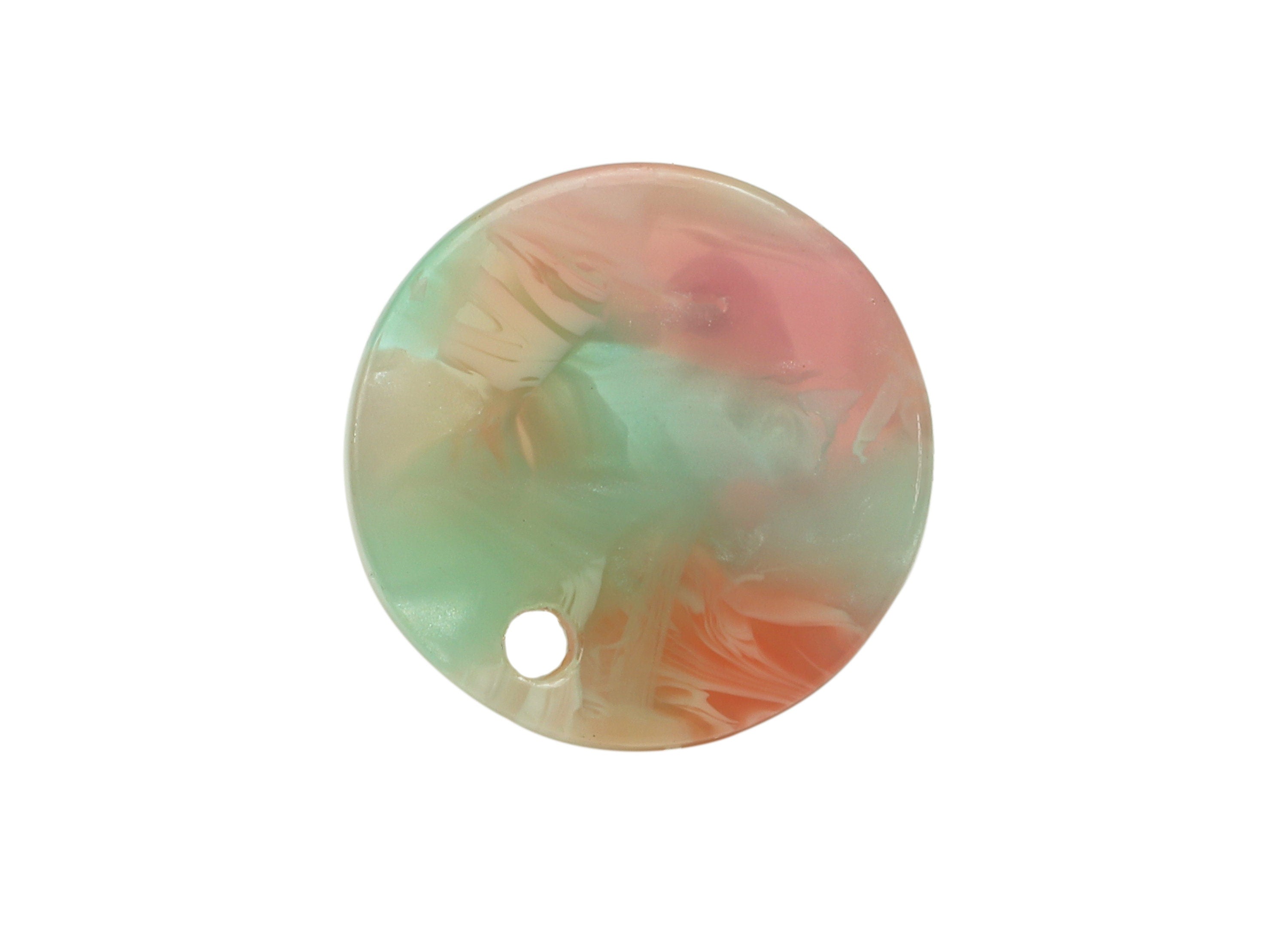 Acetate Round Stud Earring - Circle Earrings Post With Hole - 316 Stainless Steel Stud - Color Code: A883 - 15.01x14.92x2.62mm - AC1385-A883 - DOMEDBAZAAR