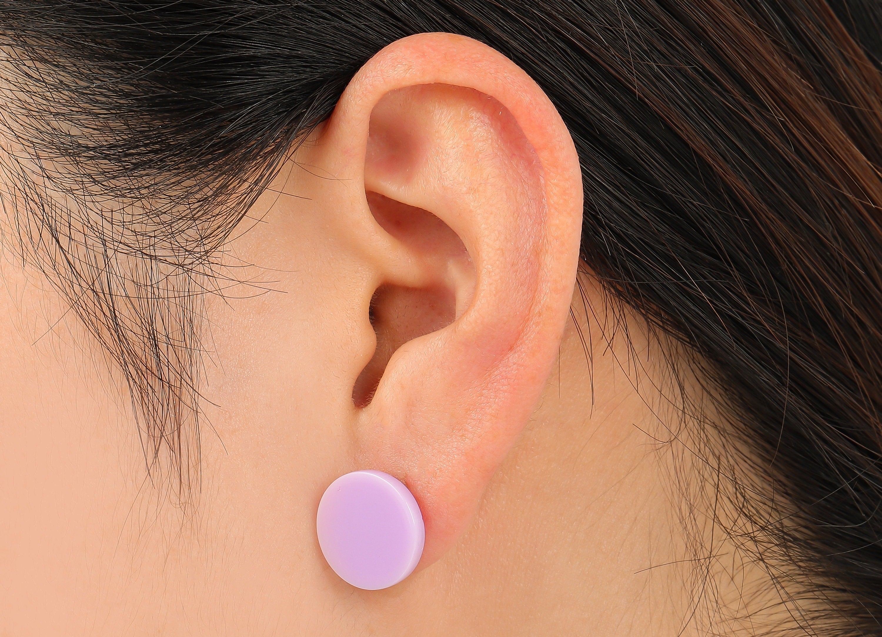 Acrylic Round Stud Earring - Purple Circle Earrings Post - 316 Stainless Steel Stud - Color Code: A675 - 14.2x14.17x2.15mm - AC2554-A675 - DOMEDBAZAAR