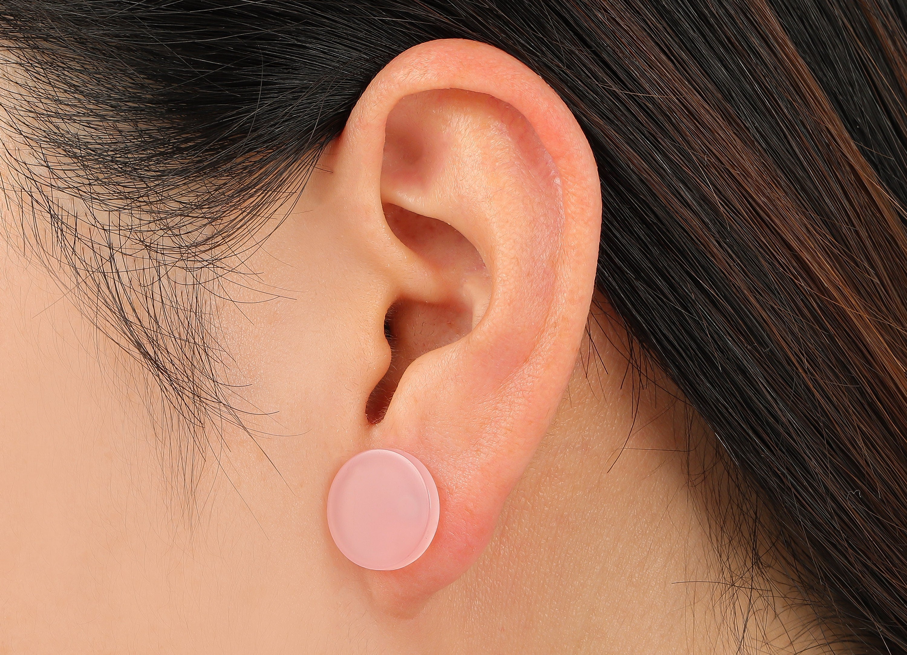 Acrylic Round Stud Earring - Pink Circle Earrings Post - 316 Stainless Steel Stud - Color Code: A837 - 14.21x14.18x2.11mm - AC2554-A837 - DOMEDBAZAAR