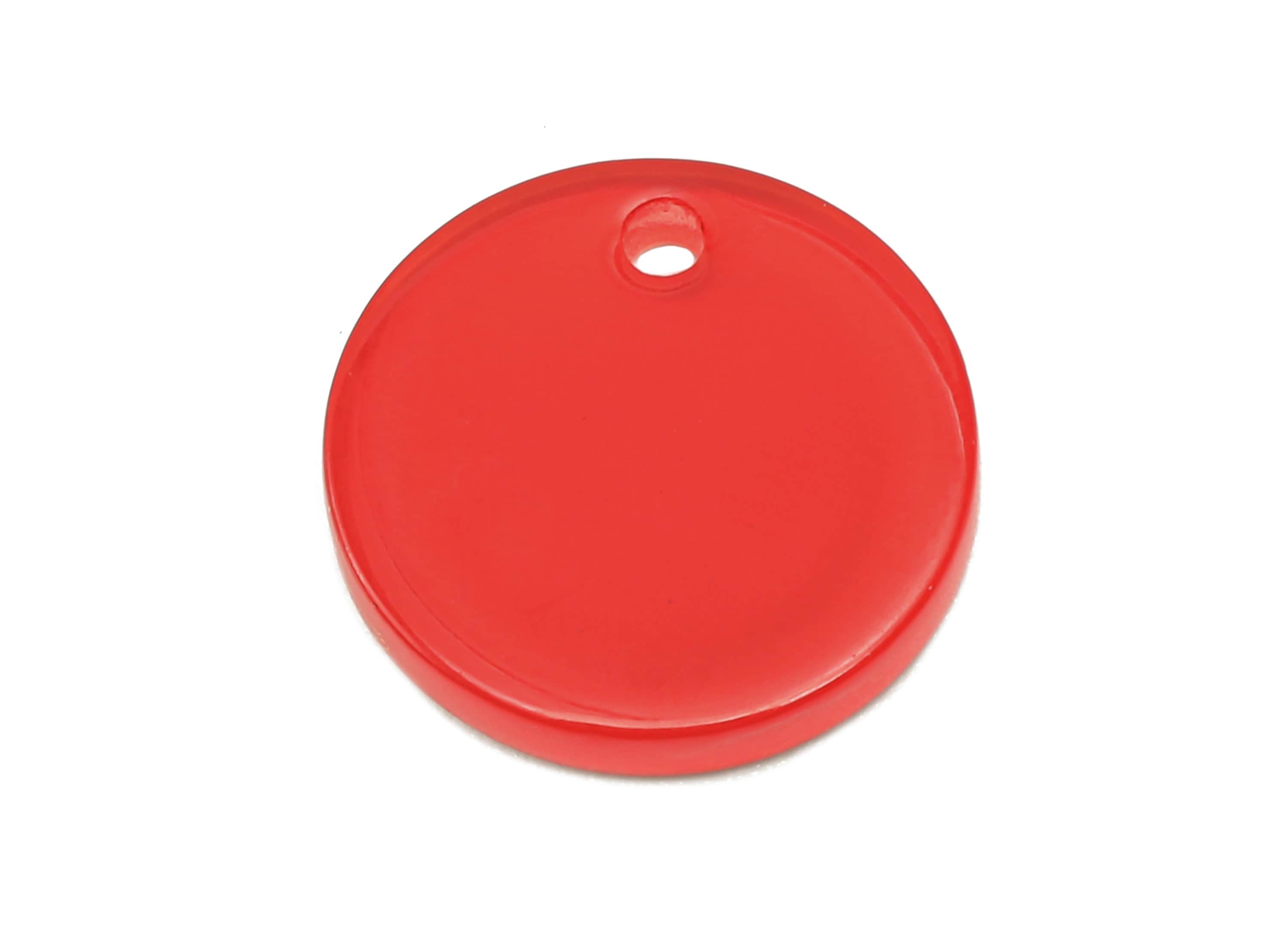 Acrylic Round Earring Charm - Acrylic Red Circle Earring - Round Pendant With Hole - Color Code: A835 - 14.25x14.21x2.55mm - AC2555-A835 - DOMEDBAZAAR
